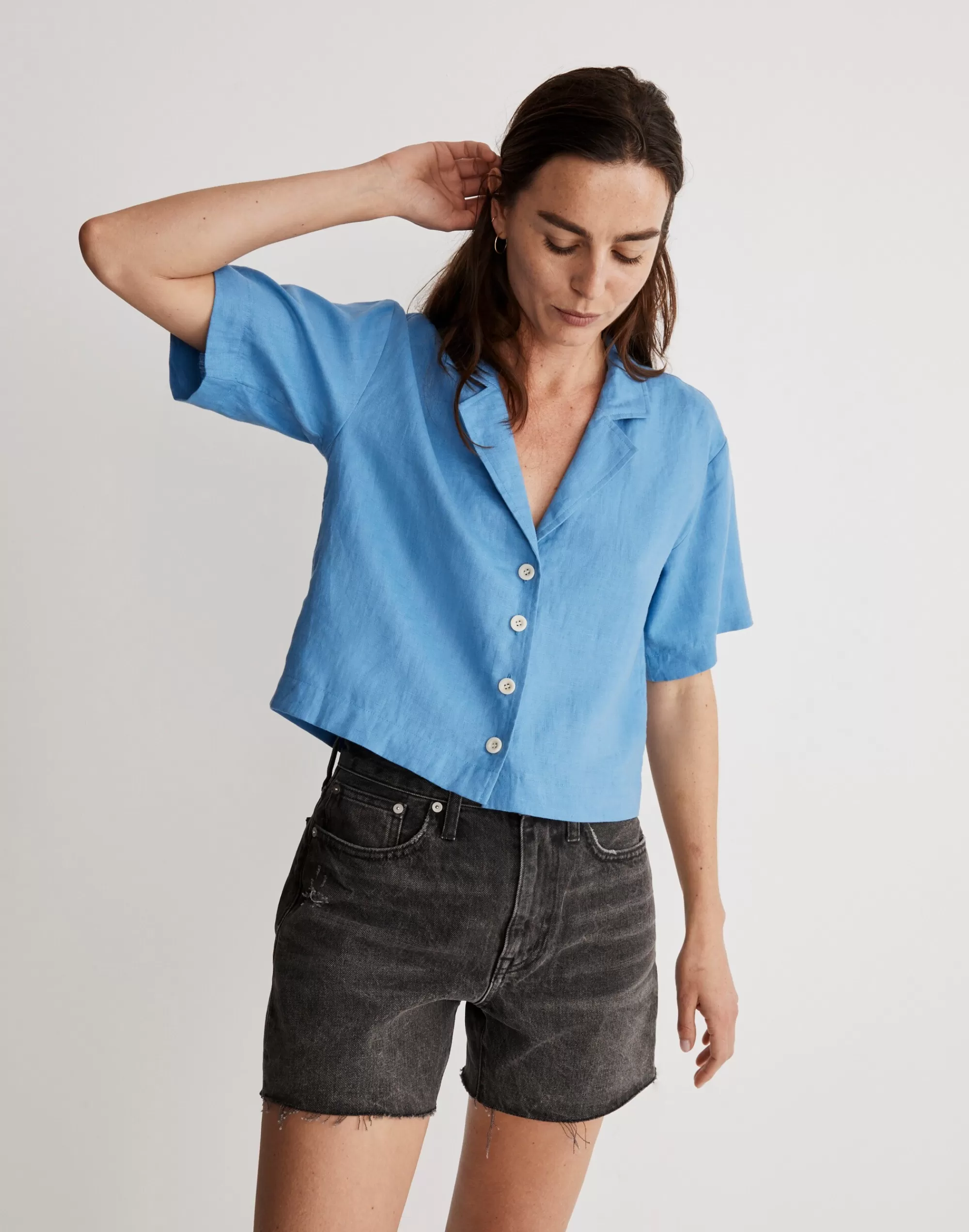 Madewell Tops & Shirts>100% Linen Resort Shirt Oasis Blue