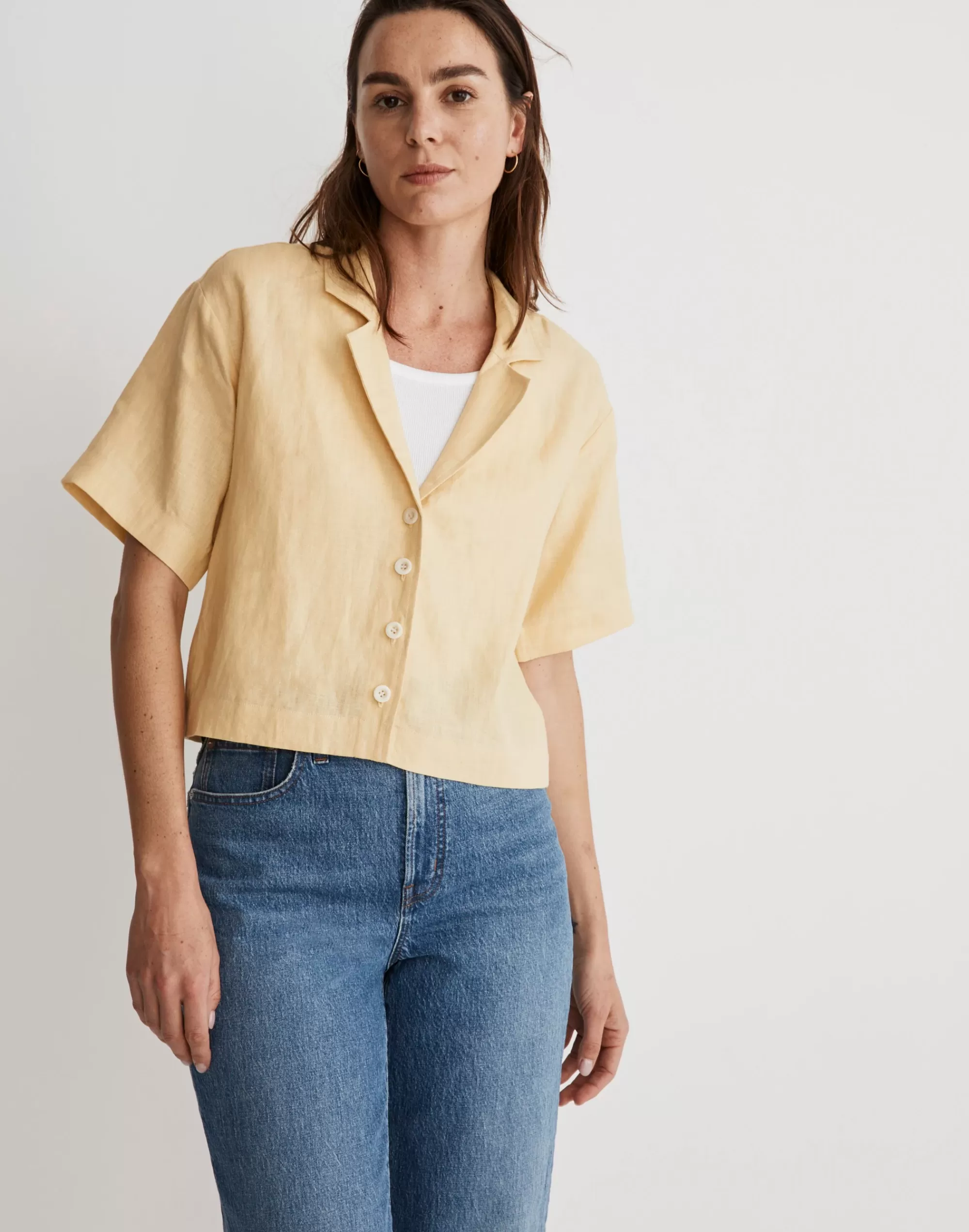 Madewell Tops & Shirts>100% Linen Resort Shirt Light Straw