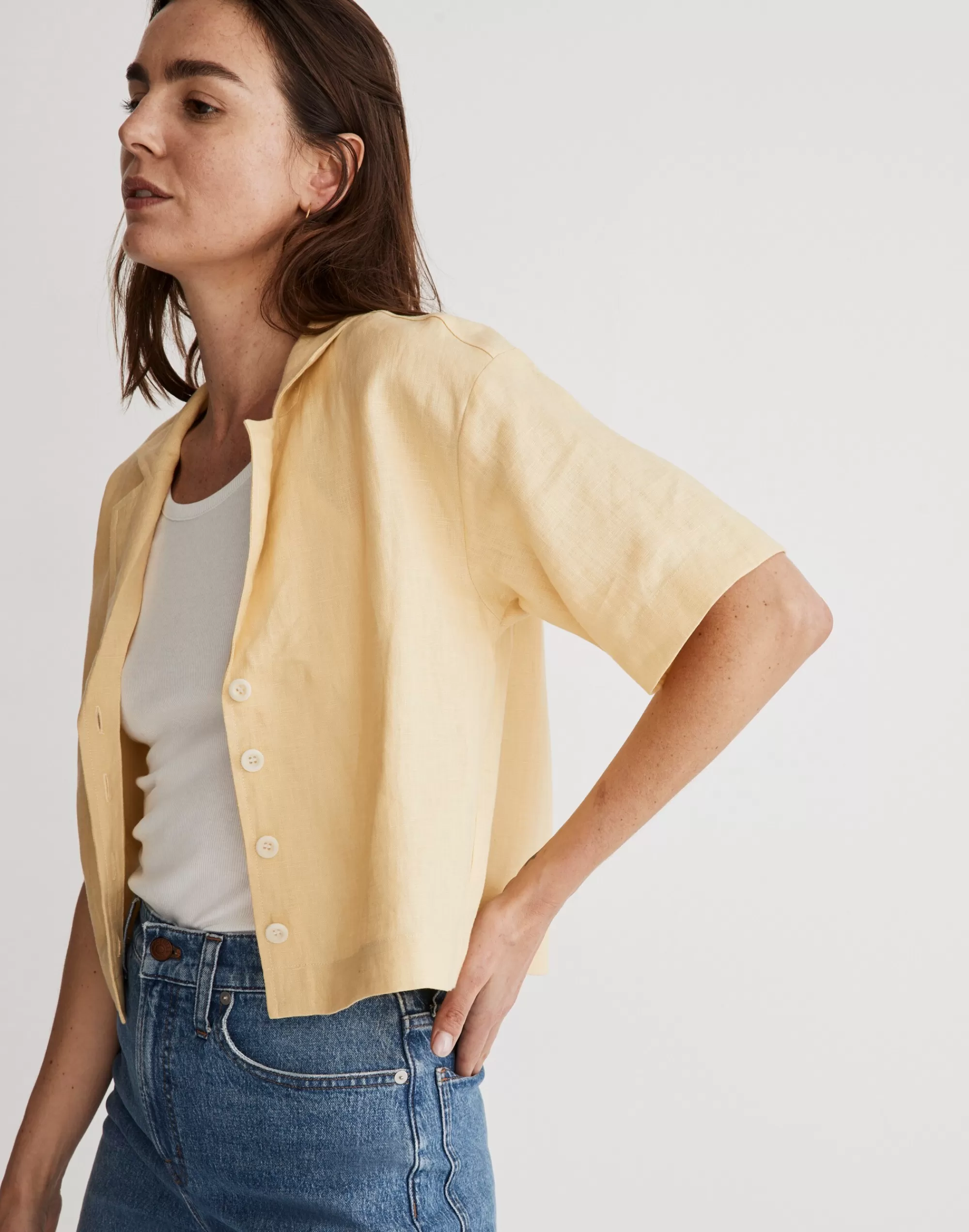 Madewell Tops & Shirts>100% Linen Resort Shirt Light Straw