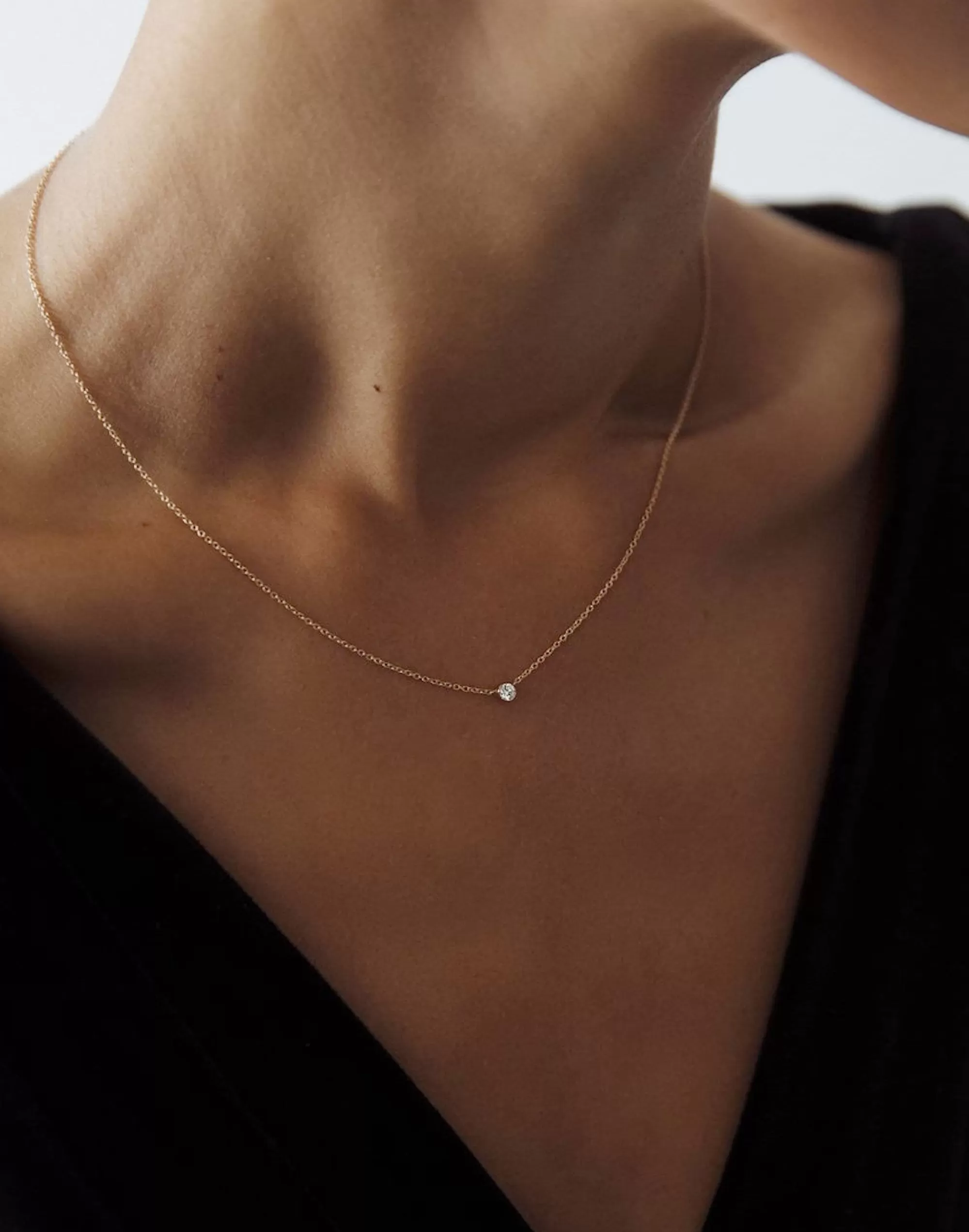 Madewell Necklaces>14K Round Diamond Necklace (16¿ Chain) Gold