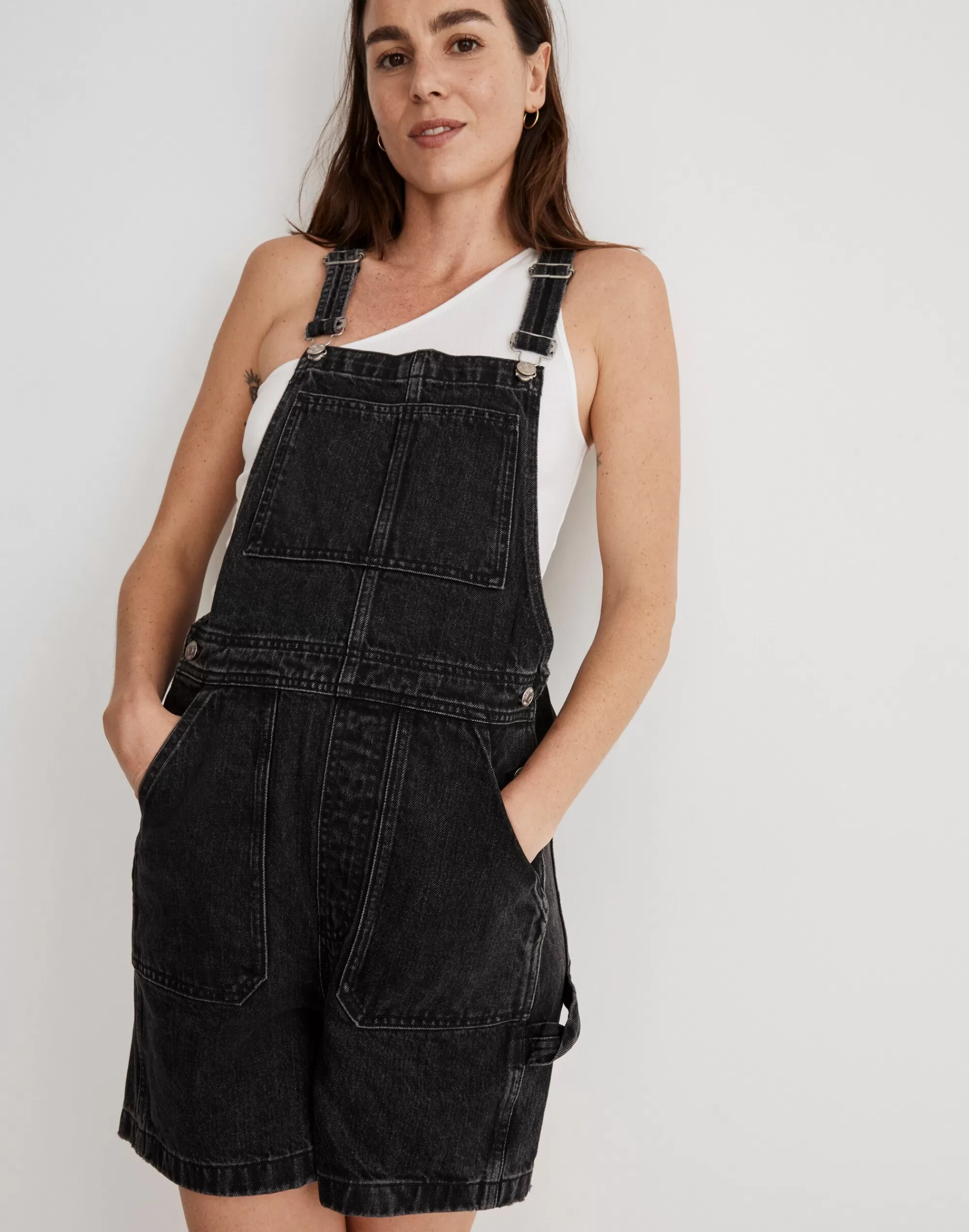 Madewell Shorts>Adirondack Short Overalls In Lunar Wash