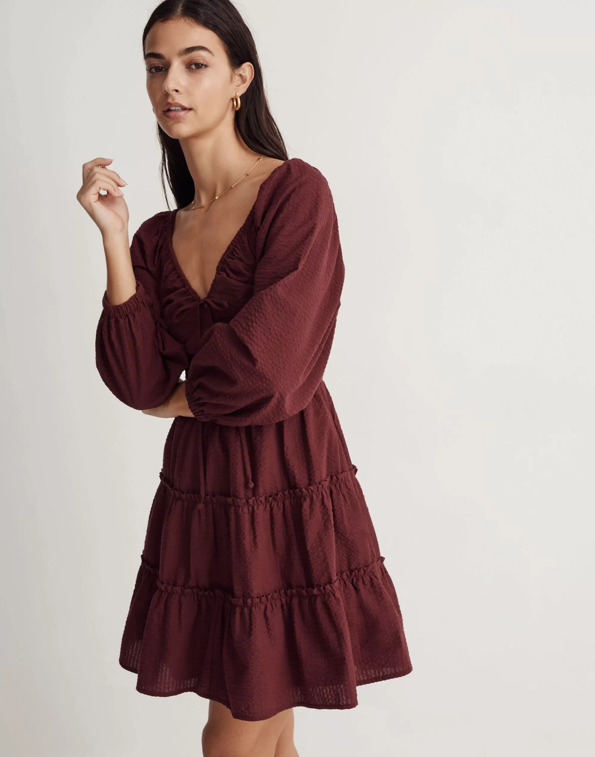 Madewell Dresses>Amalia Tiered Mini Dress Cabernet