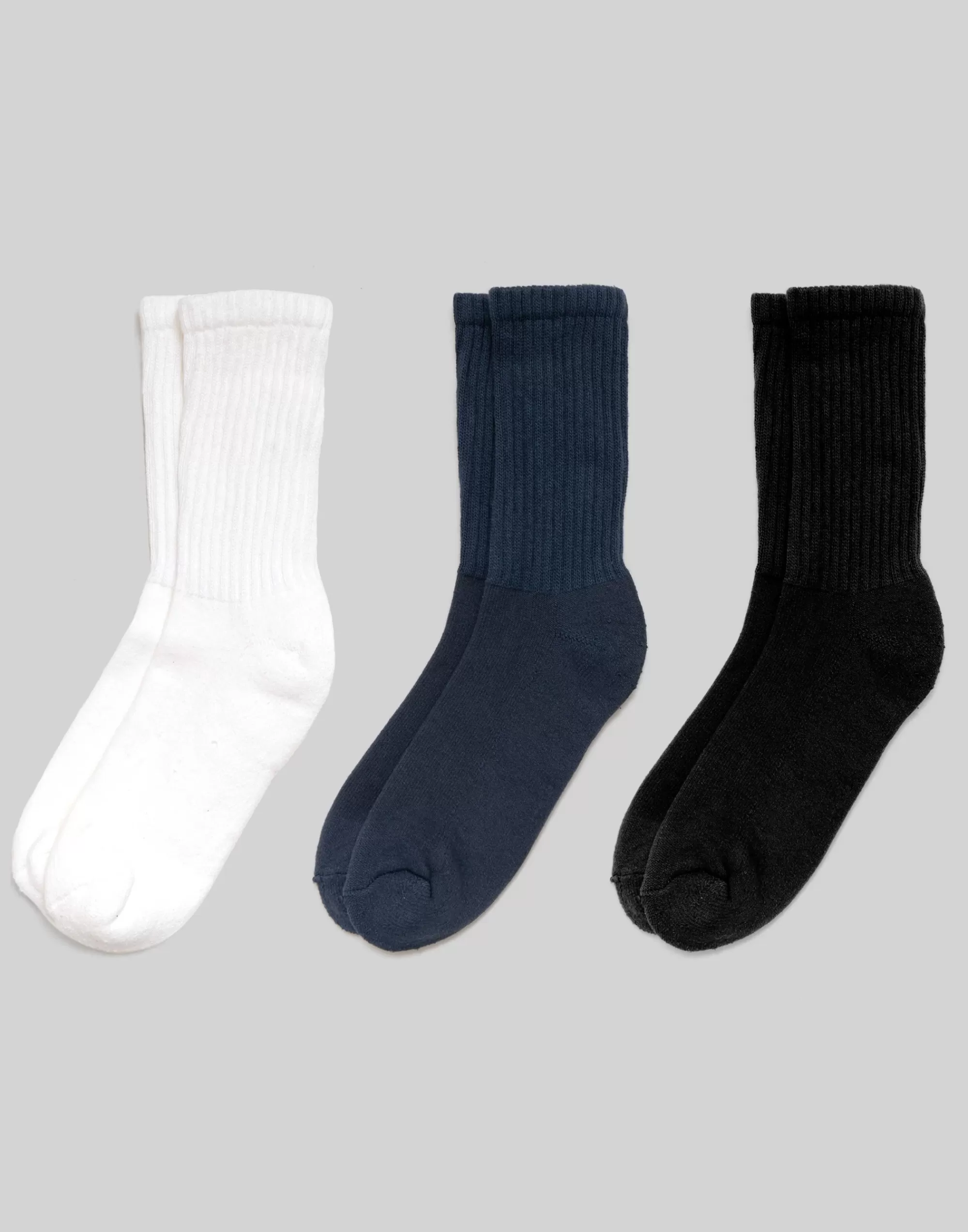 Madewell Socks>American Trench Retro Solid Crew Basic 3 Pack Multi