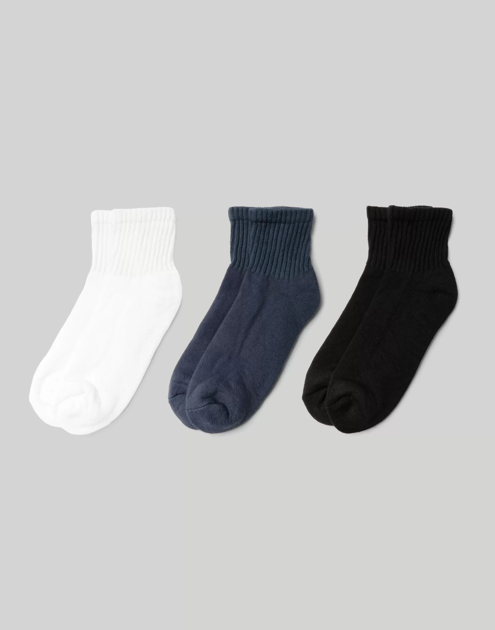 Madewell Socks>American Trench Retro Solid Quarter Crew Basic 3 Pack Multi