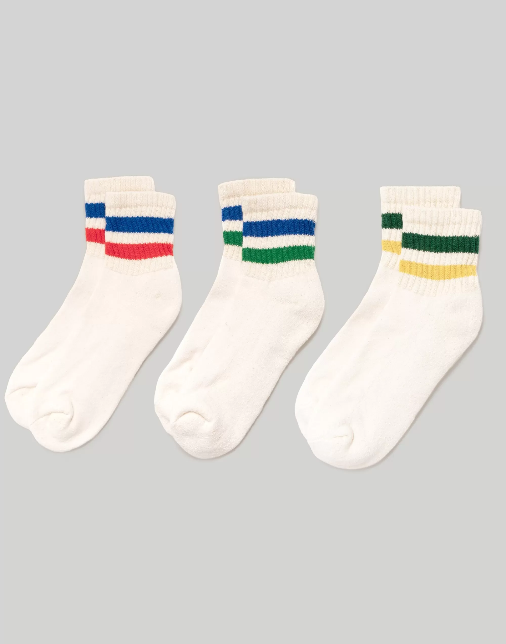 Madewell Socks>American Trench Retro Stripe Quarter Crew Classic 3 Pack Multi