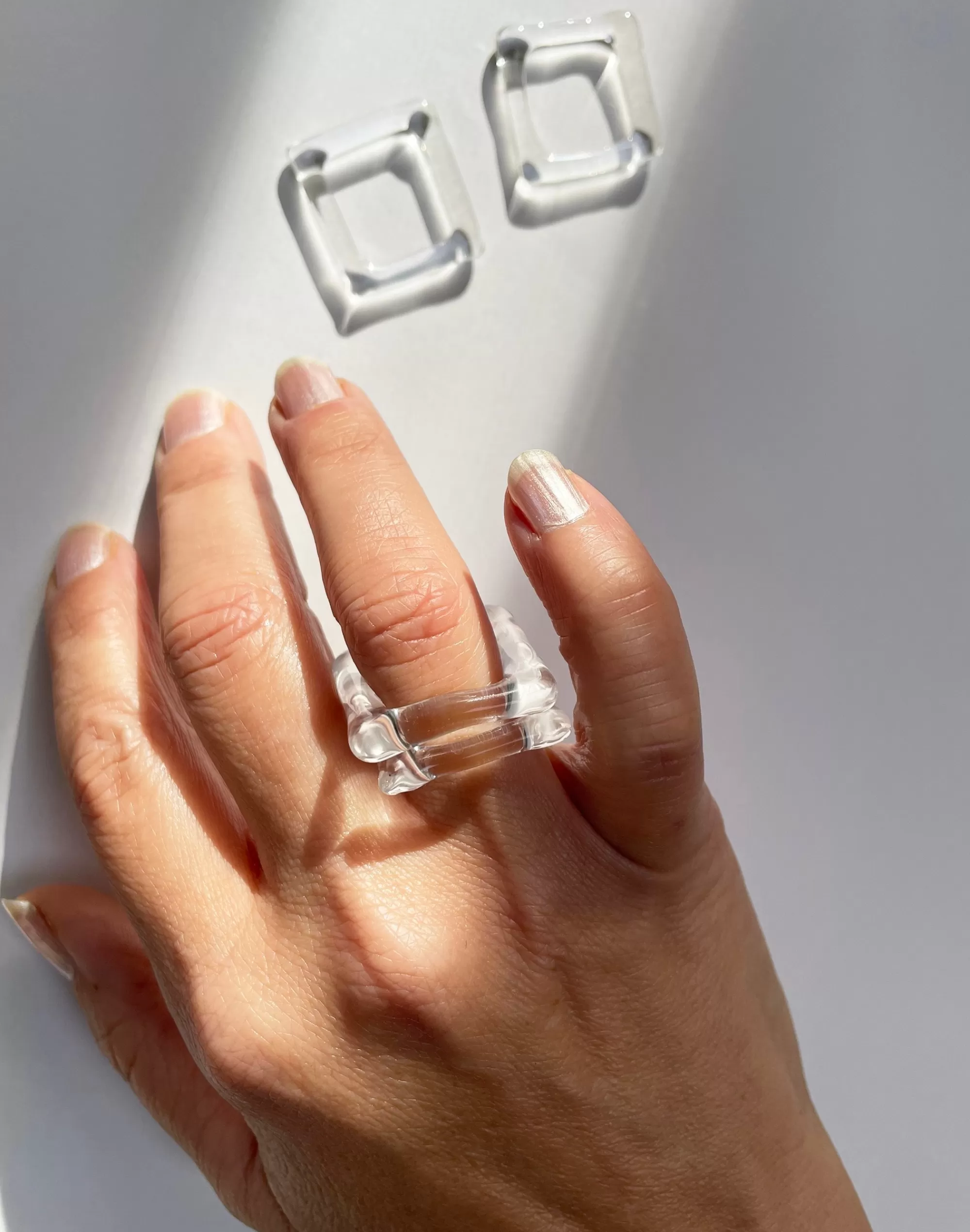 Madewell Rings>Arensbourg Clear Glass Square Ring One Color