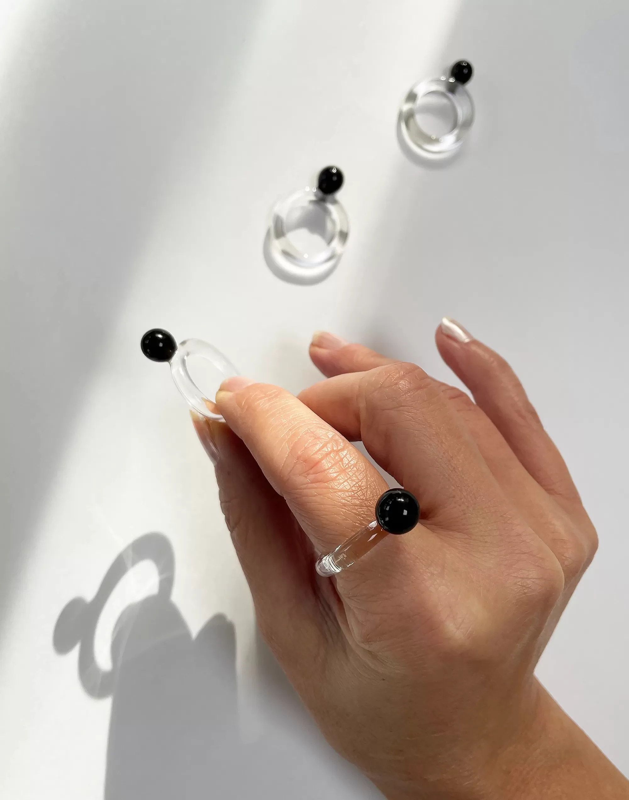 Madewell Rings>Arensbourg Dot And Clear Glass Ring Black