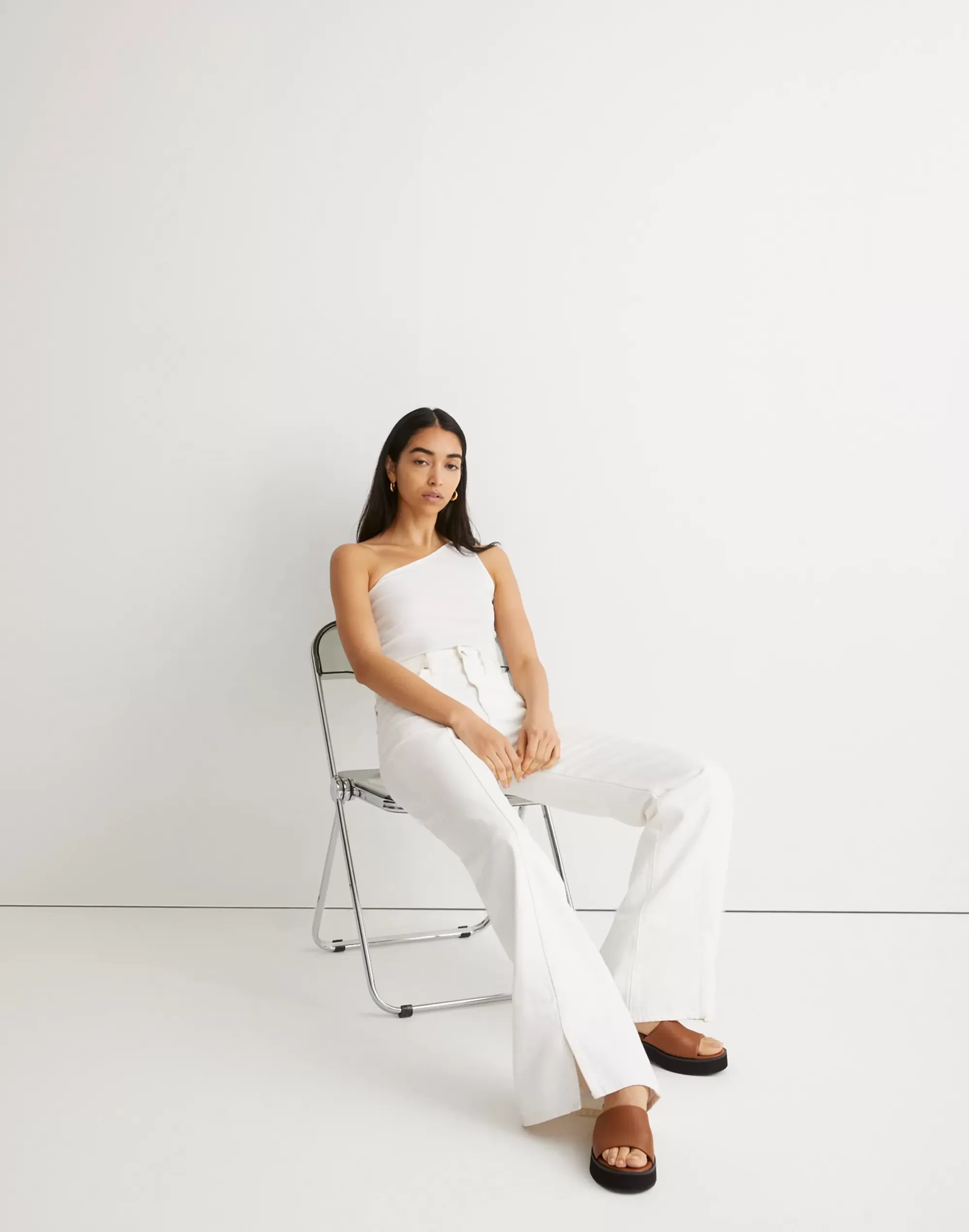 Madewell Baggy Jeans>Baggy Flare Jeans In : Front-Slit Edition Tile White