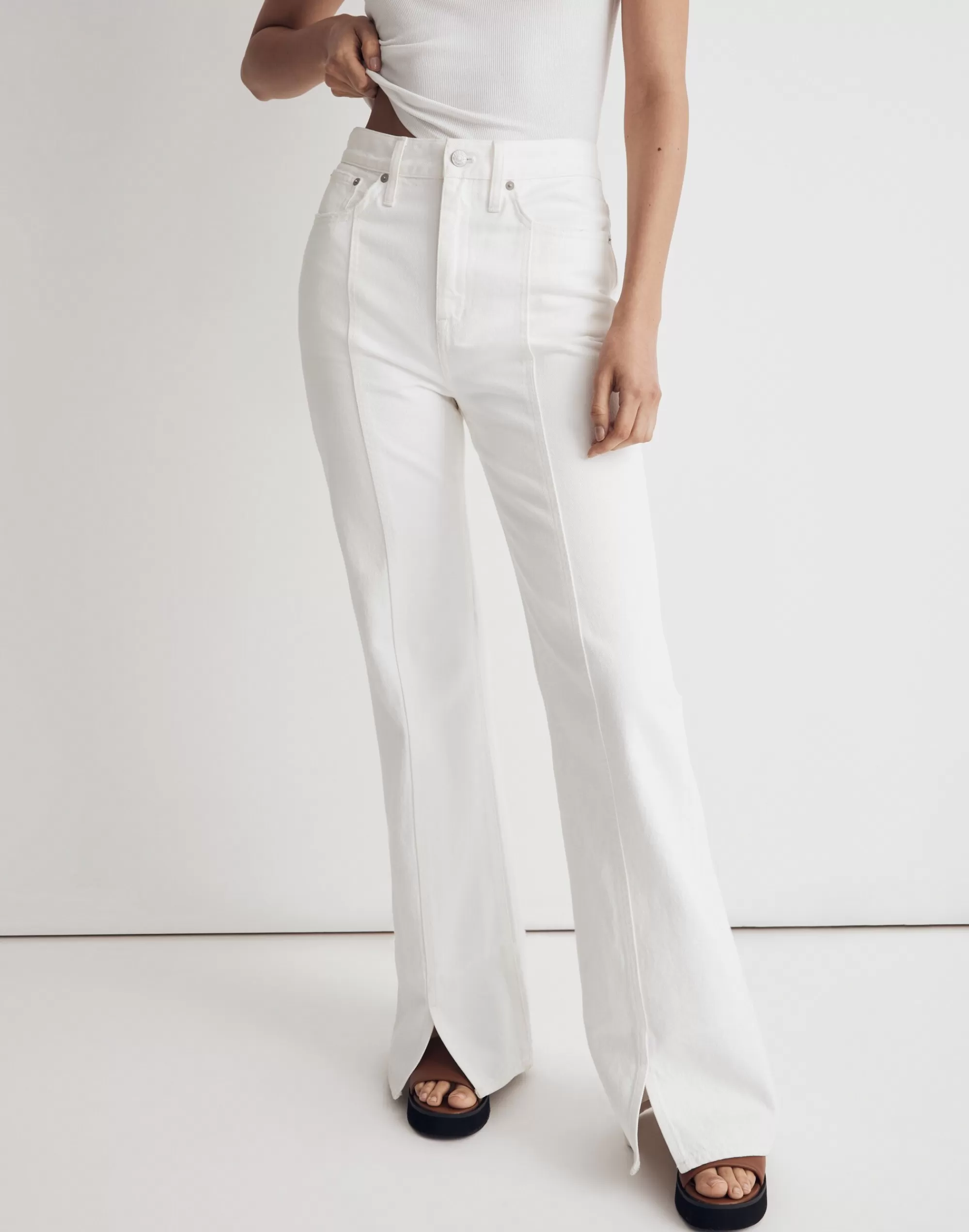 Madewell Baggy Jeans>Baggy Flare Jeans In : Front-Slit Edition Tile White