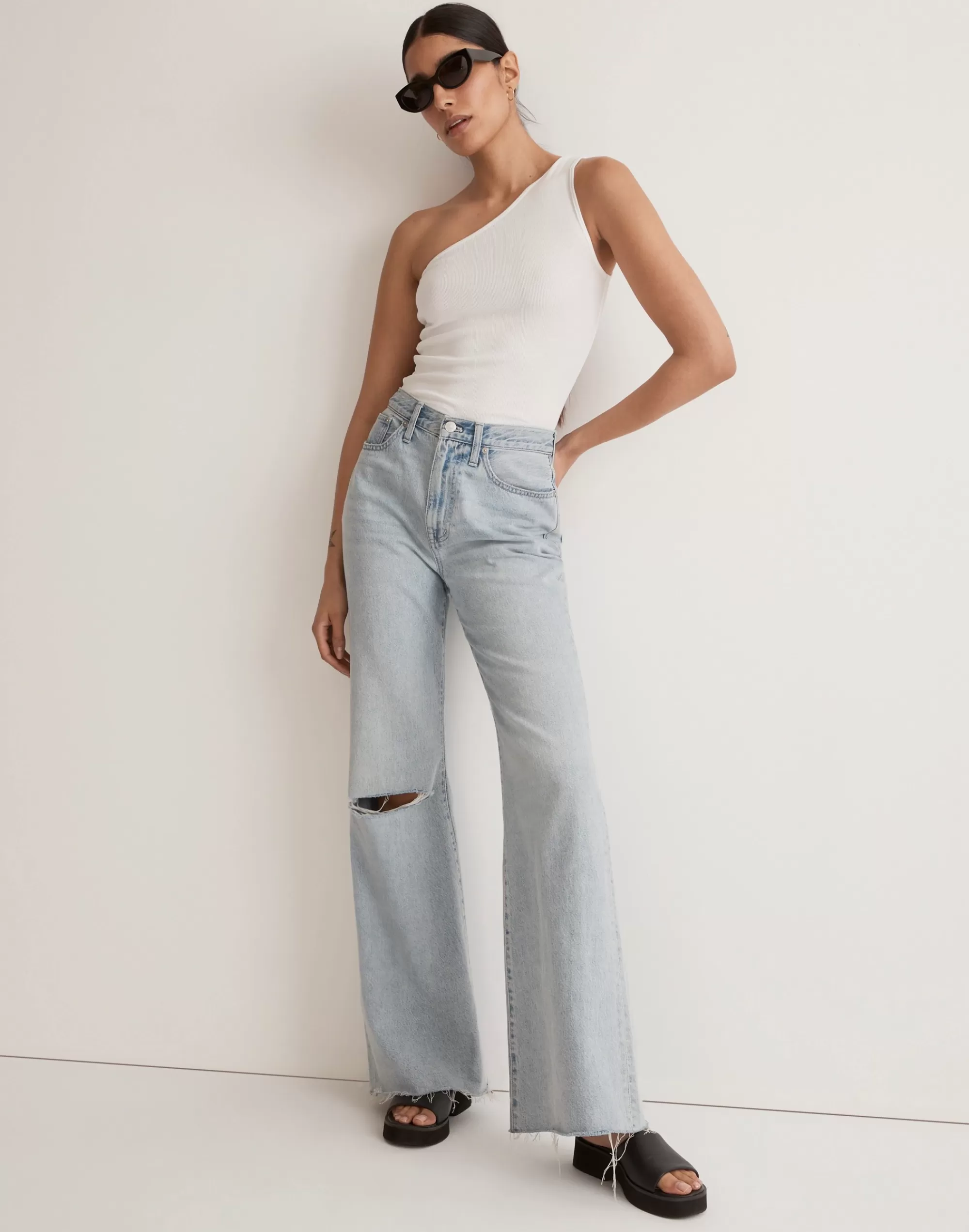 Madewell Baggy Jeans>Baggy Flare Jeans In : Knee-Slit Edition Luzon Wash