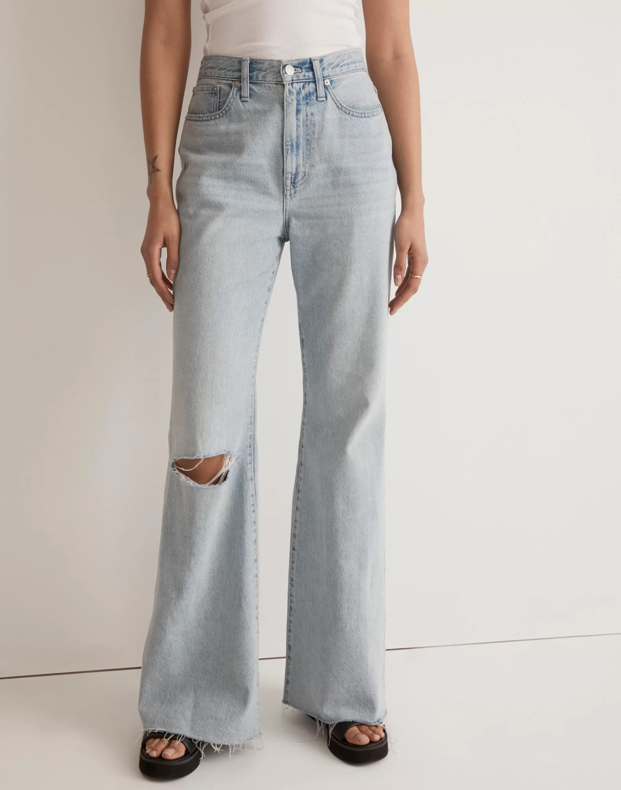 Madewell Baggy Jeans>Baggy Flare Jeans In : Knee-Slit Edition Luzon Wash