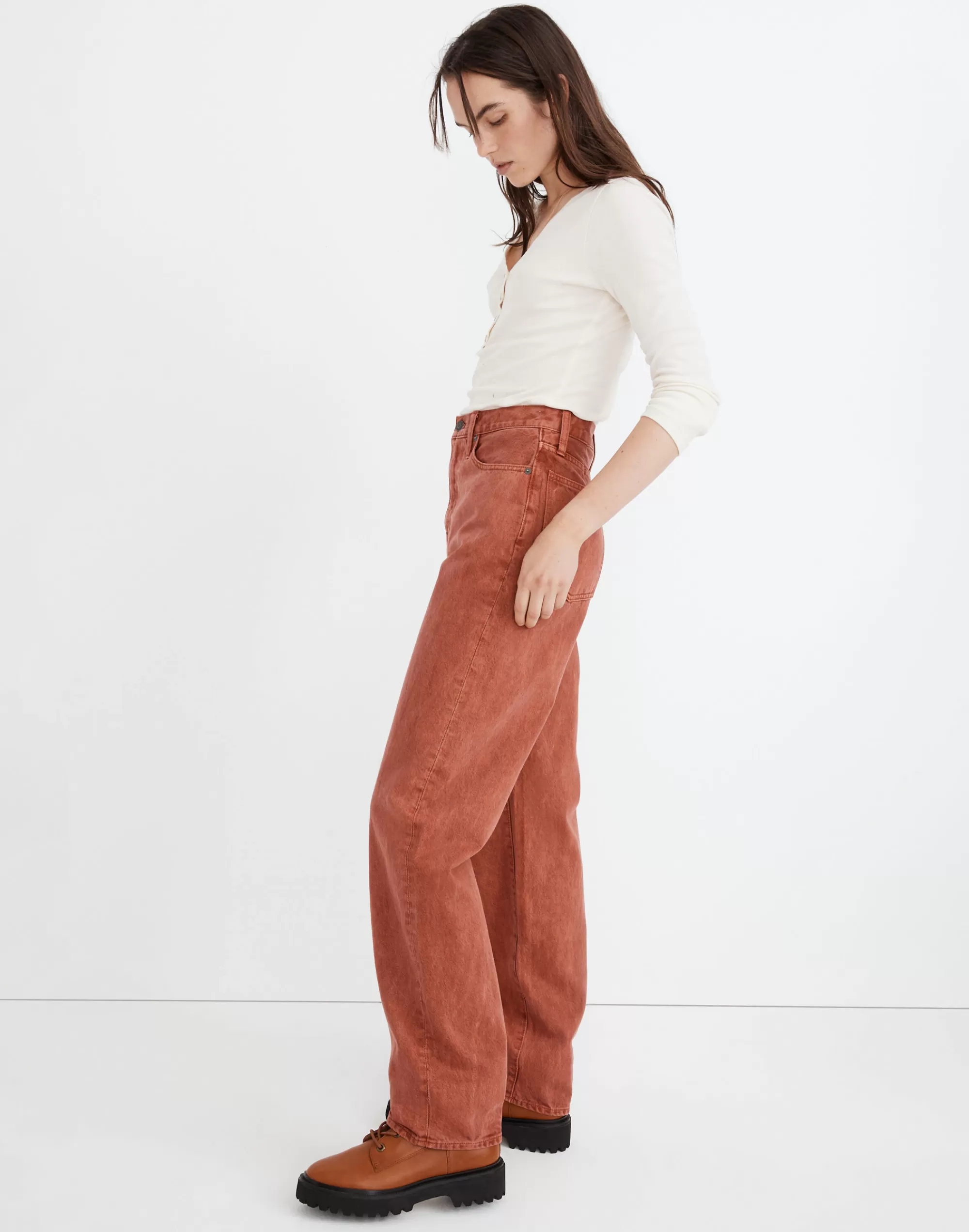 Madewell Straight-Leg Jeans>Baggy Straight Jeans: Garment-Dyed Edition Weathered Brick