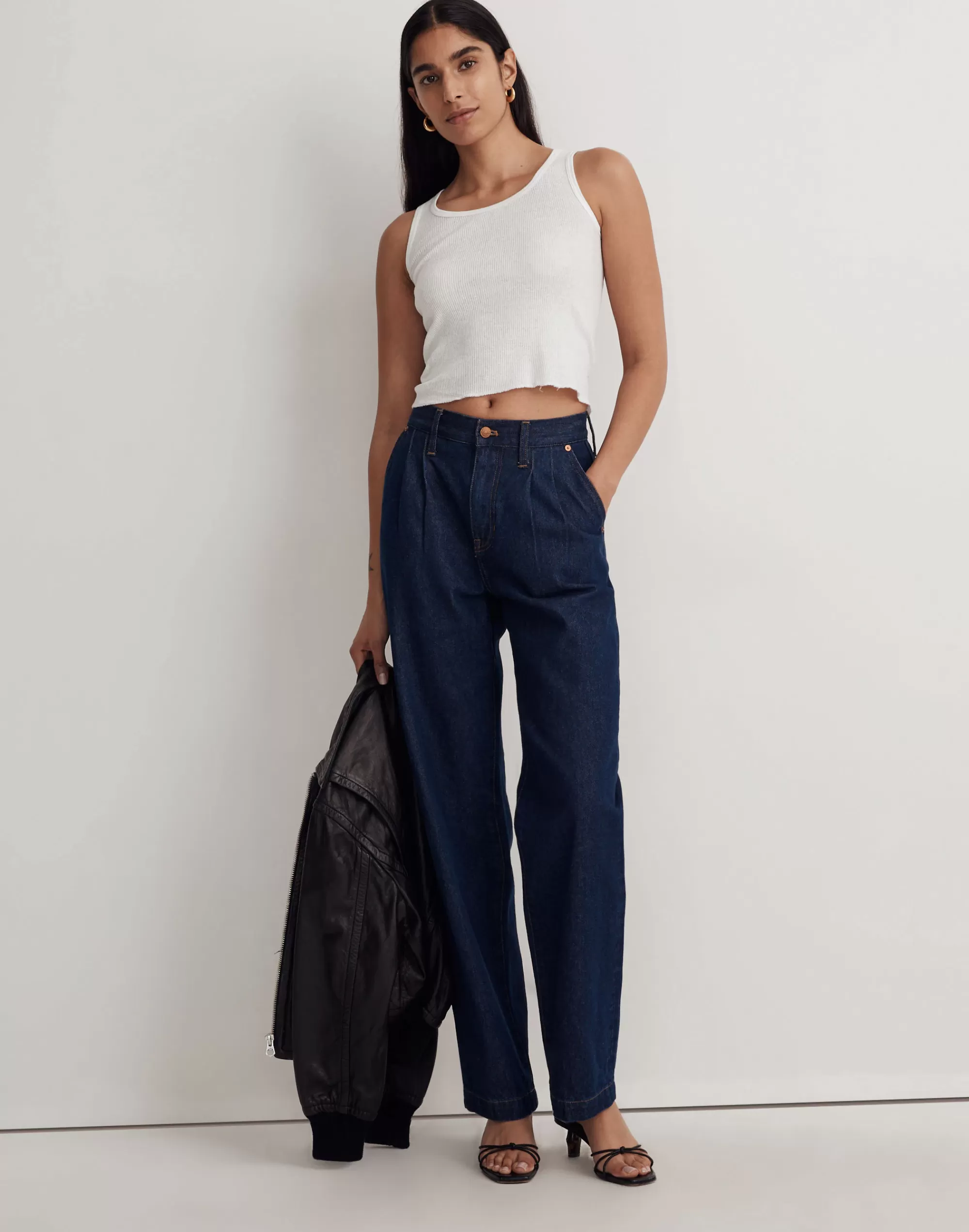 Madewell Baggy Jeans>Baggy Straight Jeans In : Pleated Edition Woodham Wash