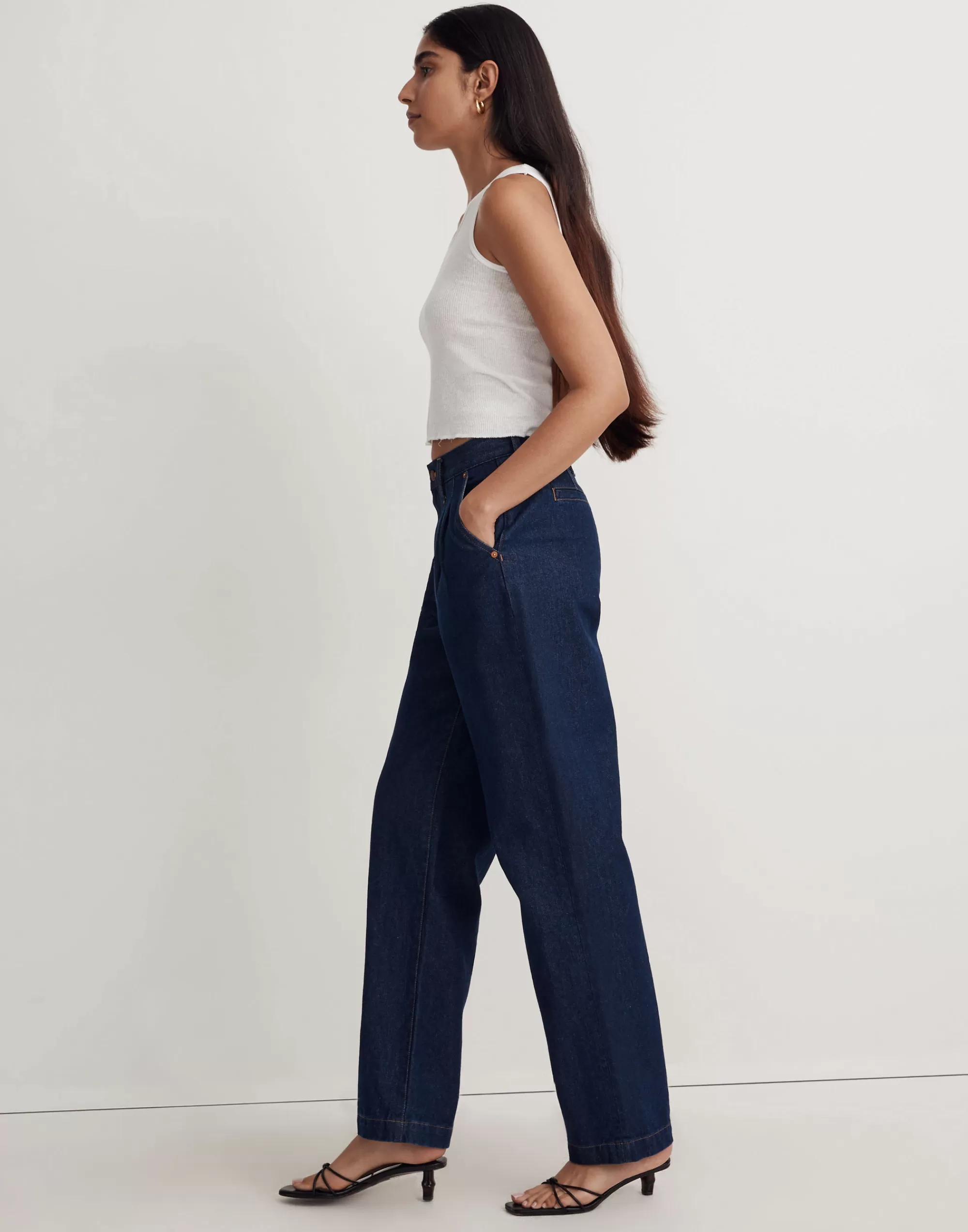 Madewell Baggy Jeans>Baggy Straight Jeans In : Pleated Edition Woodham Wash