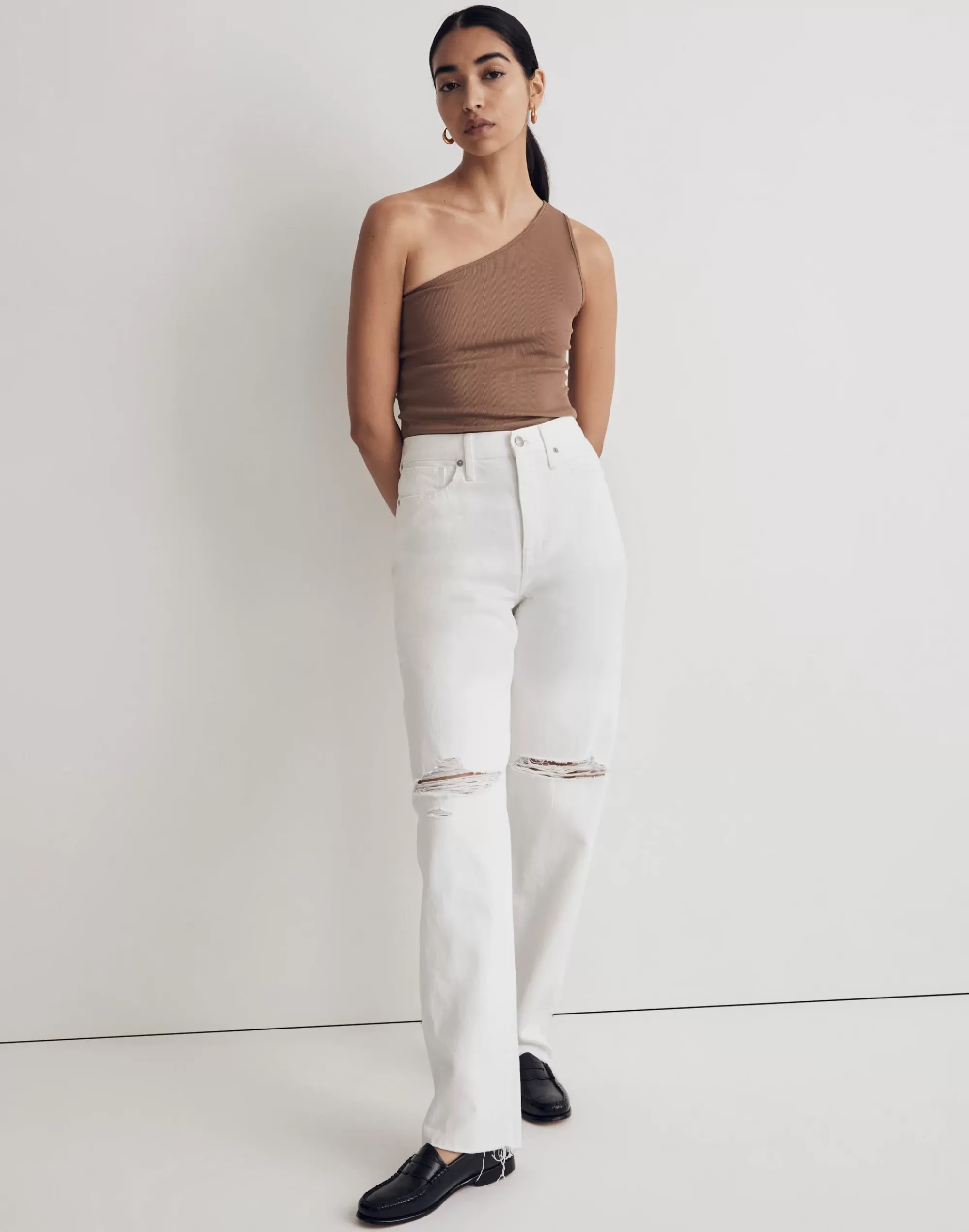 Madewell Baggy Jeans>Baggy Straight Jeans In : Ripped Edition Tile White