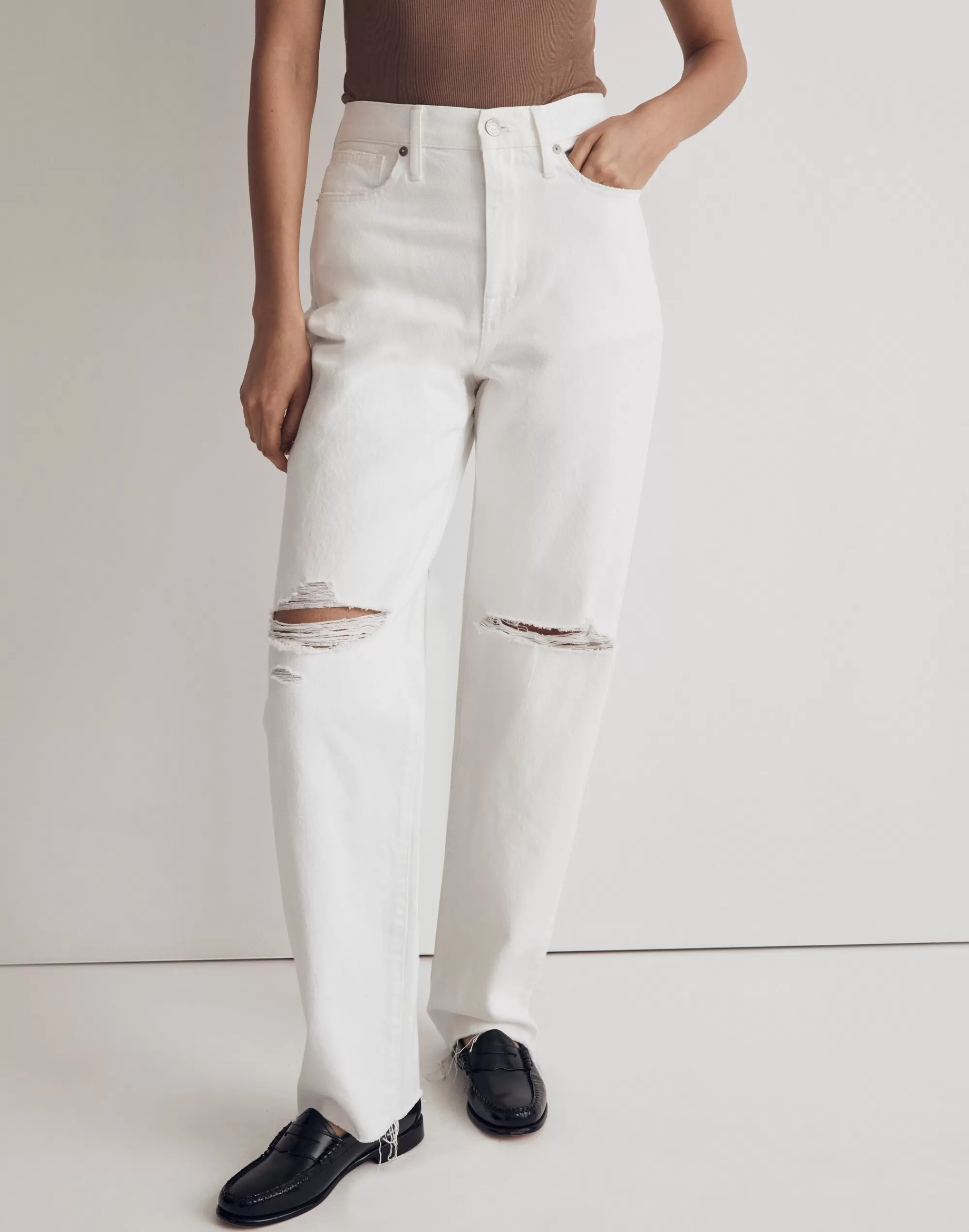 Madewell Jeans>Baggy Straight Jeans In : Ripped Edition Tile White