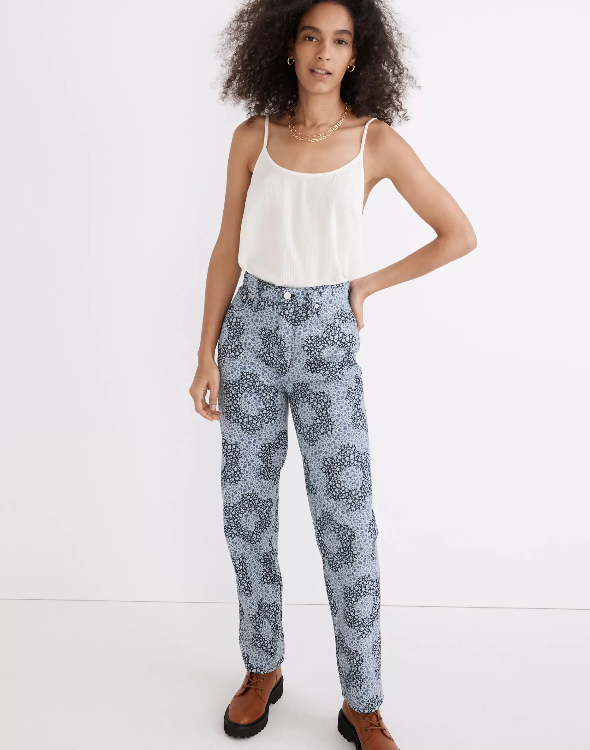 Madewell Straight-Leg Jeans>Baggy Straight Jeans In Quilted Floral Classic Indigo