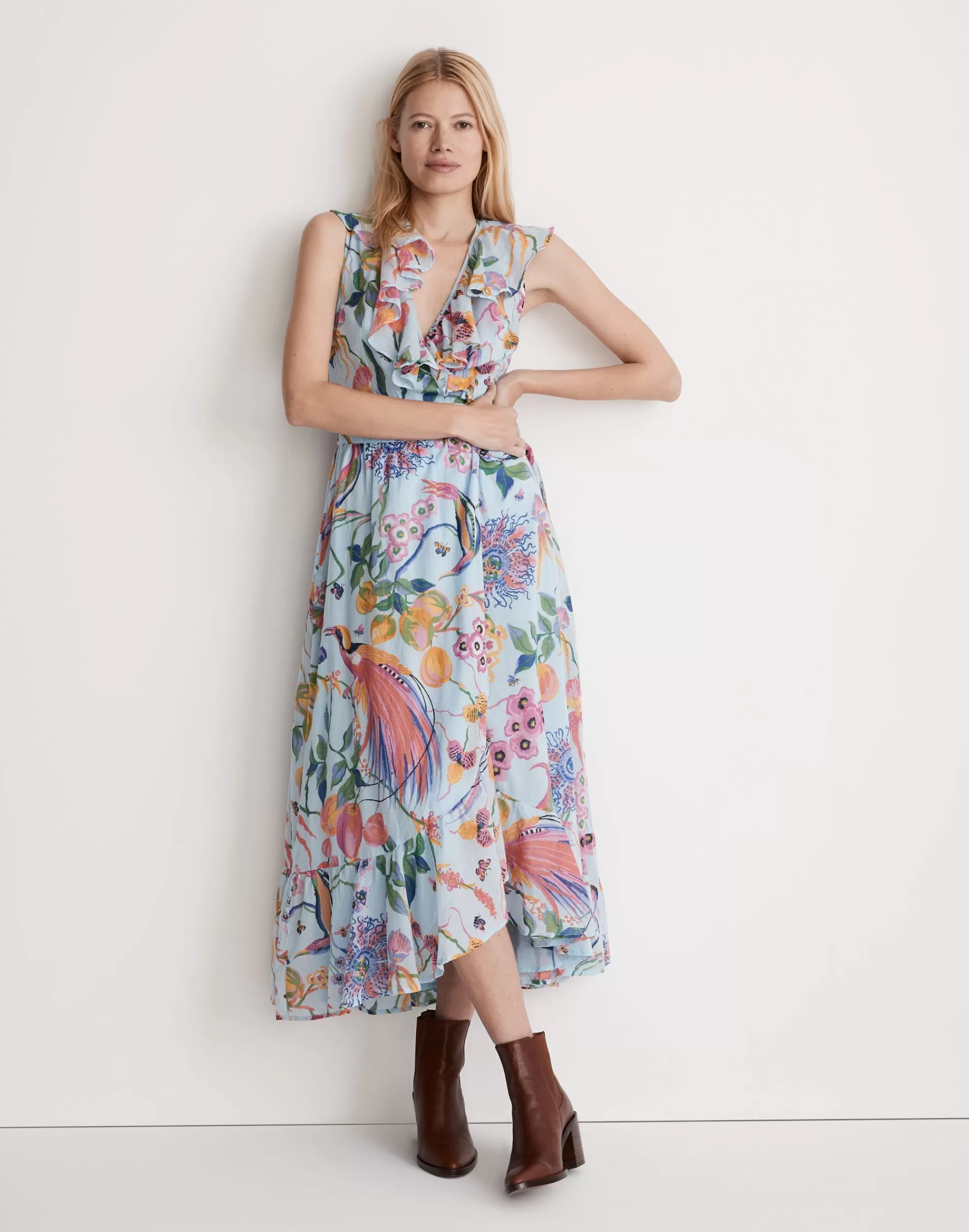 Madewell Dresses>Banjanan Eris Dress White/Royal