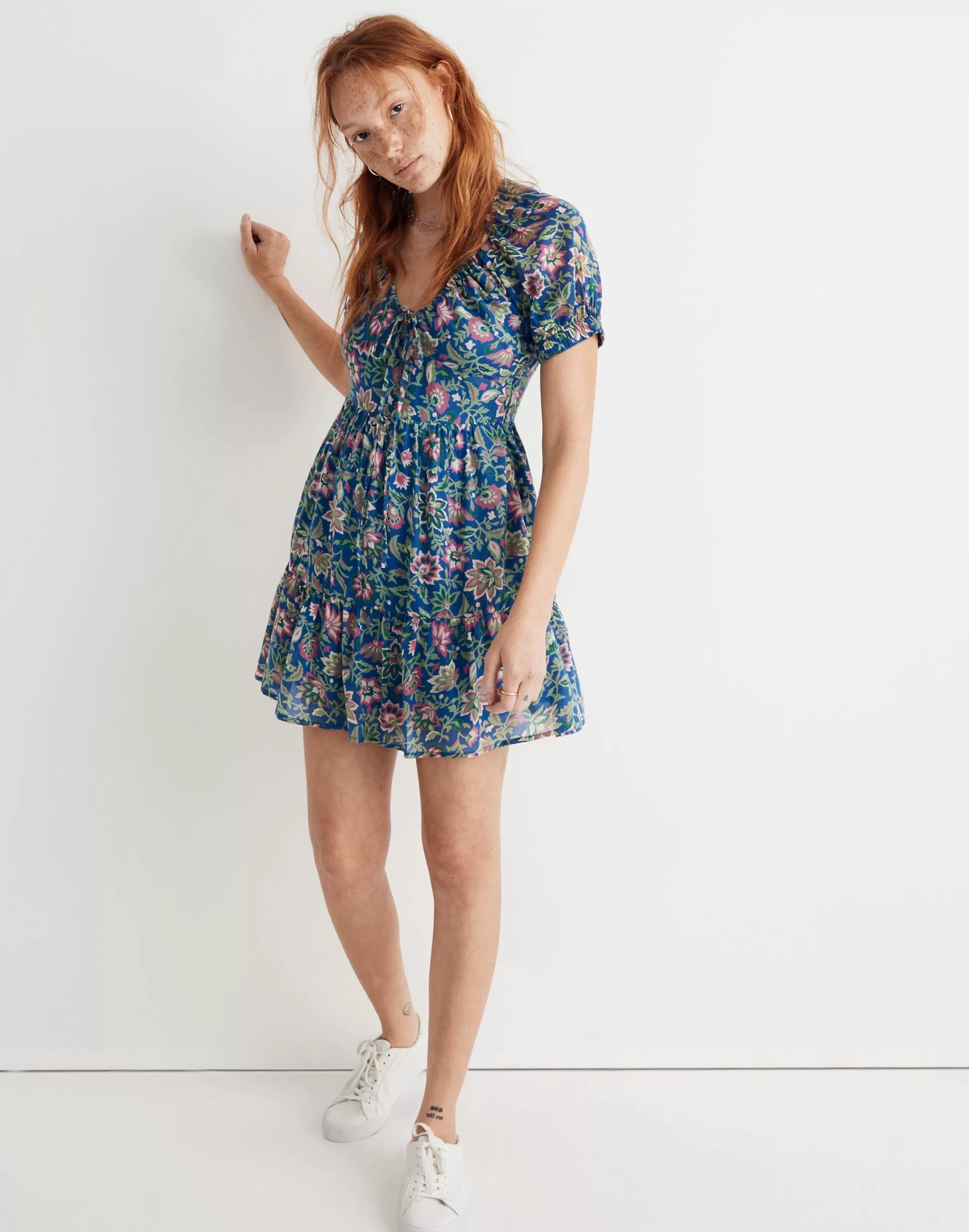 Madewell Dresses>Banjanan Voile Artemis Dress In Surf Floral Surf Sur