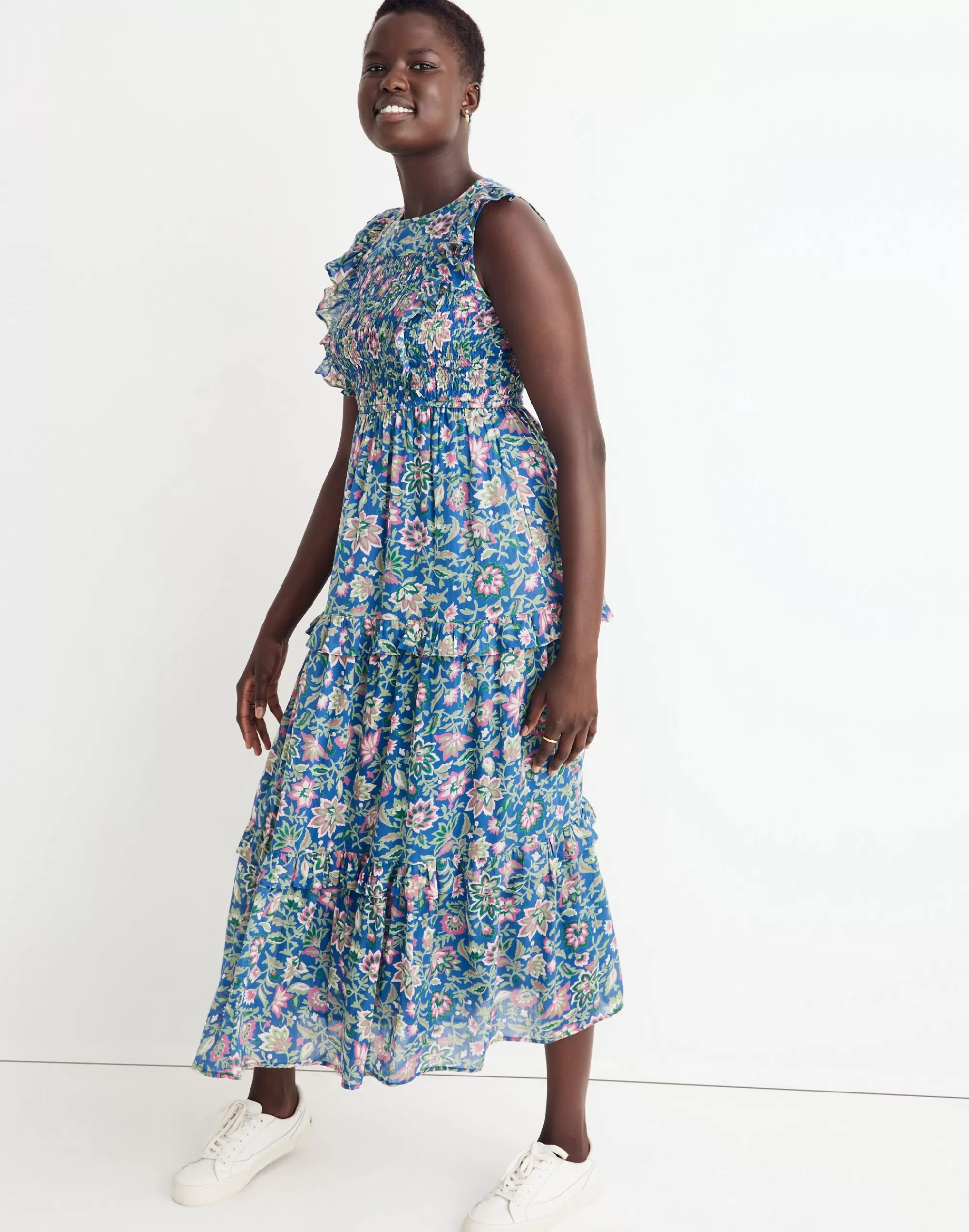 Madewell Dresses>Banjanan Voile Iris Dress In Surf Floral Surf Sur