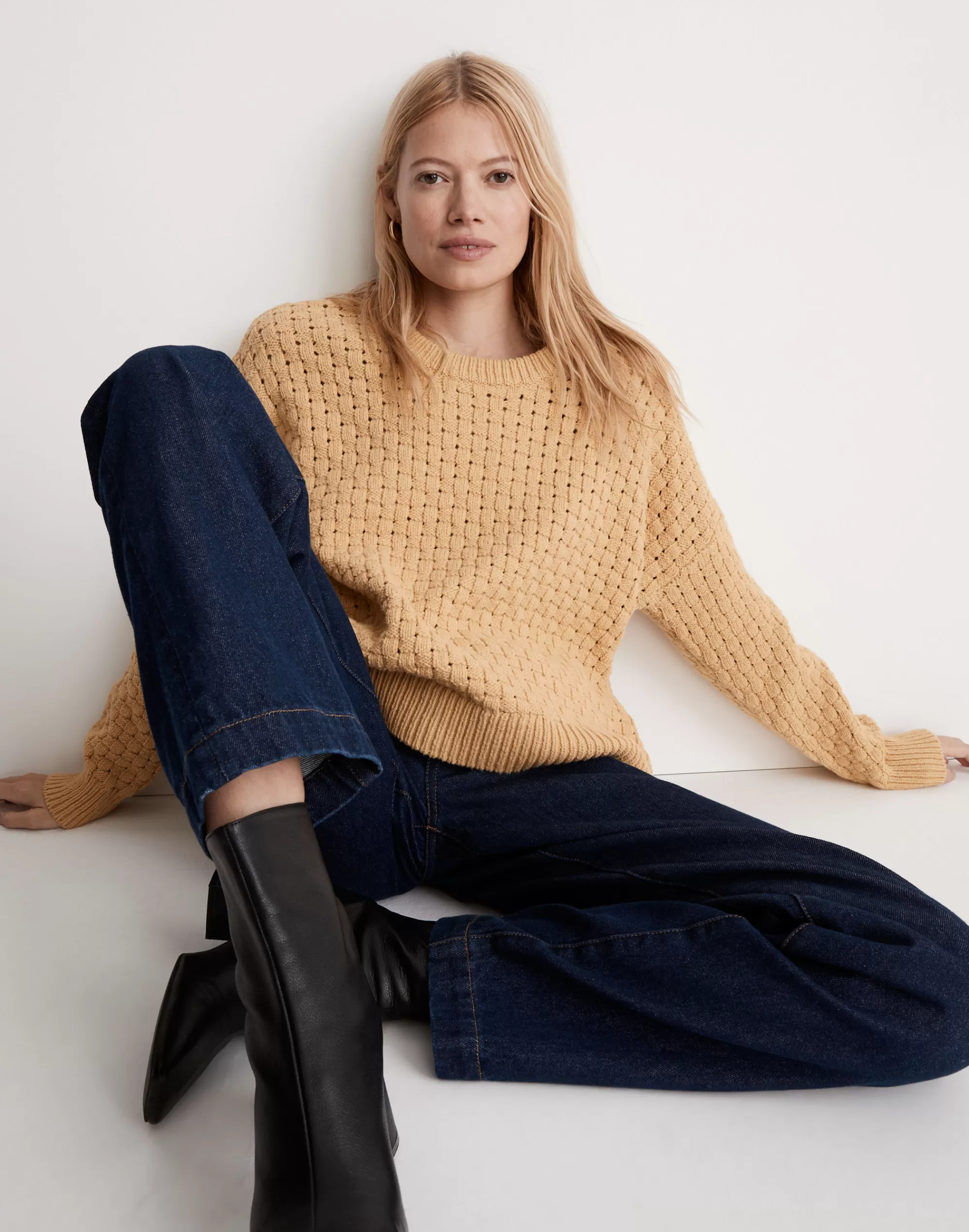 Madewell Sweaters>Basketweave-Stitch Sweater Autumn Gold