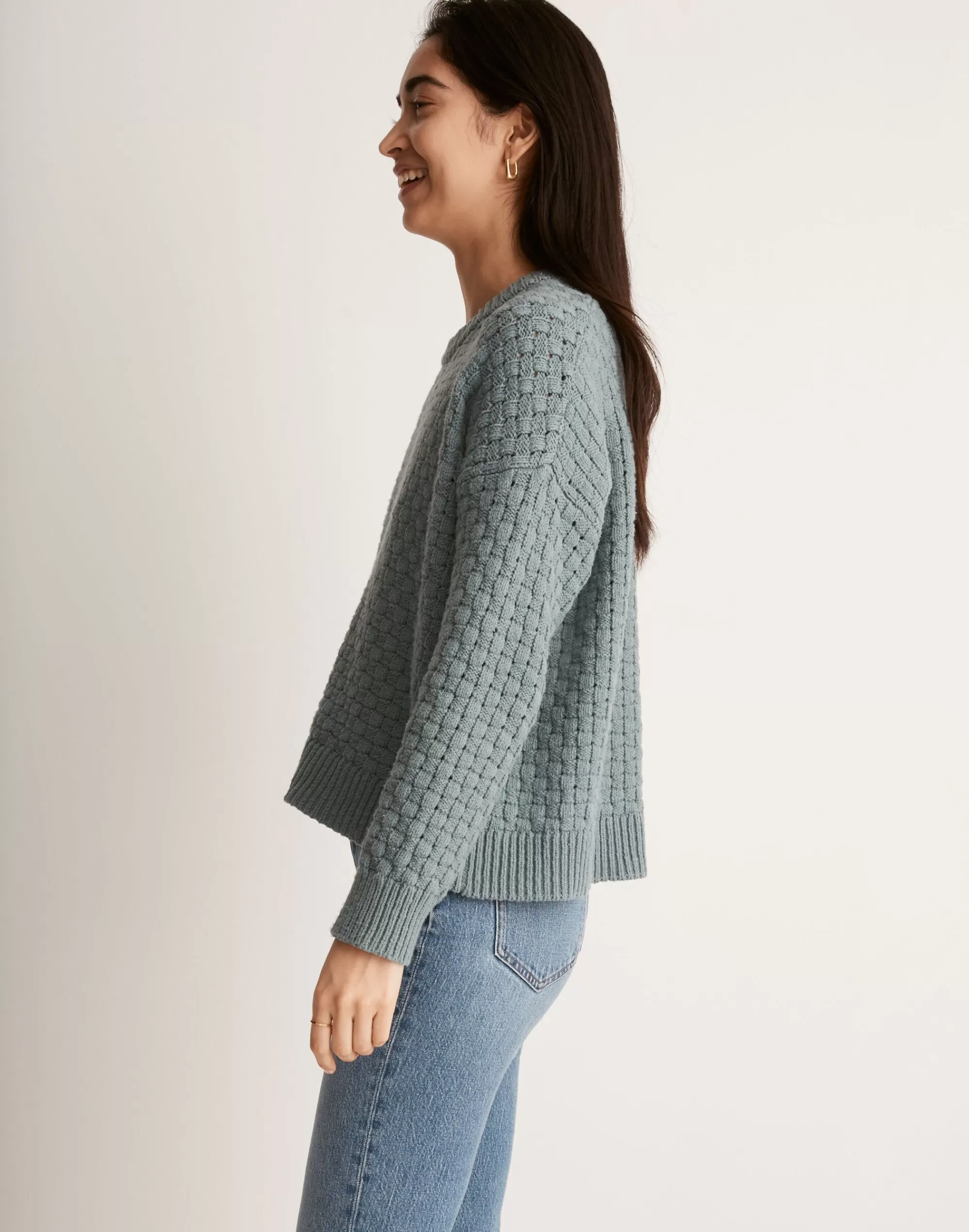 Madewell Sweaters>Basketweave-Stitch Sweater Steely Ocean