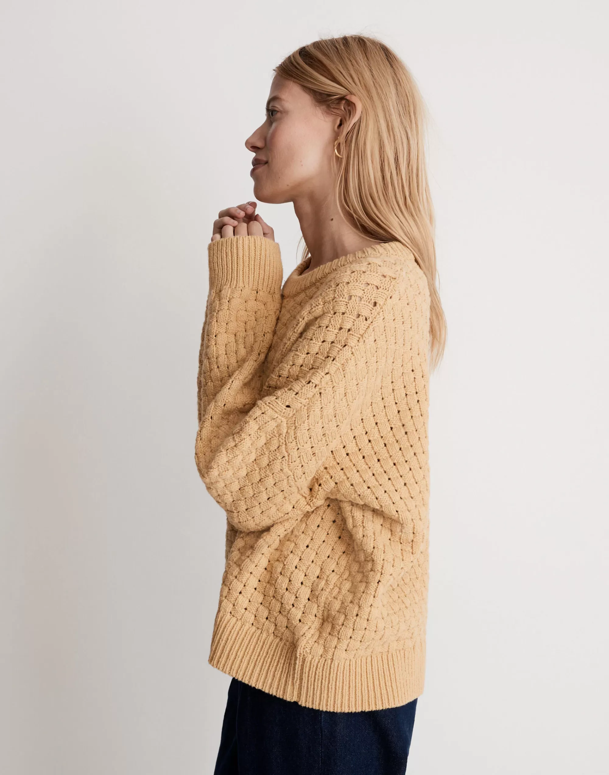 Madewell Sweaters>Basketweave-Stitch Sweater Autumn Gold