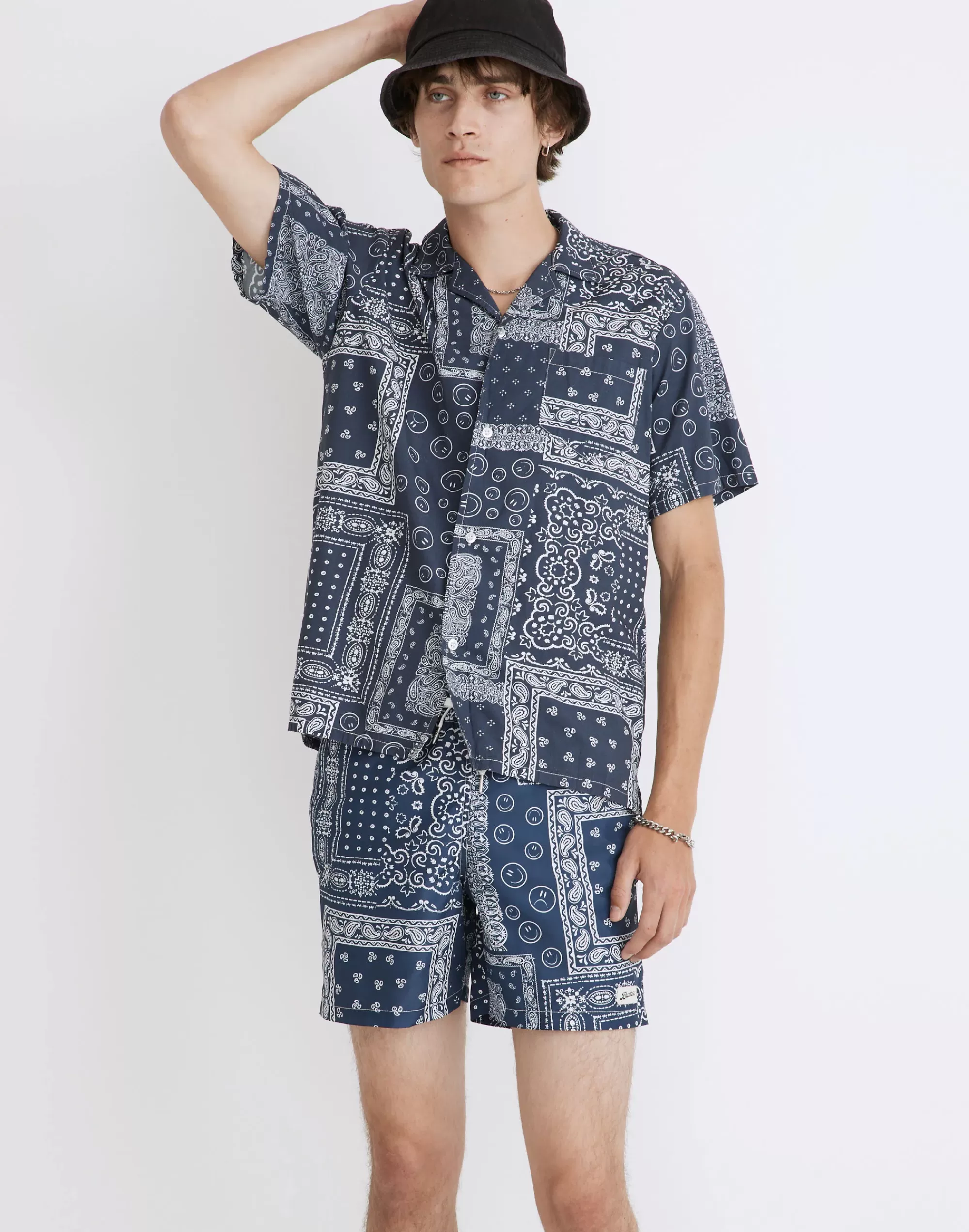 Madewell Swim>Bather Swim Trunks In Bandana Navy