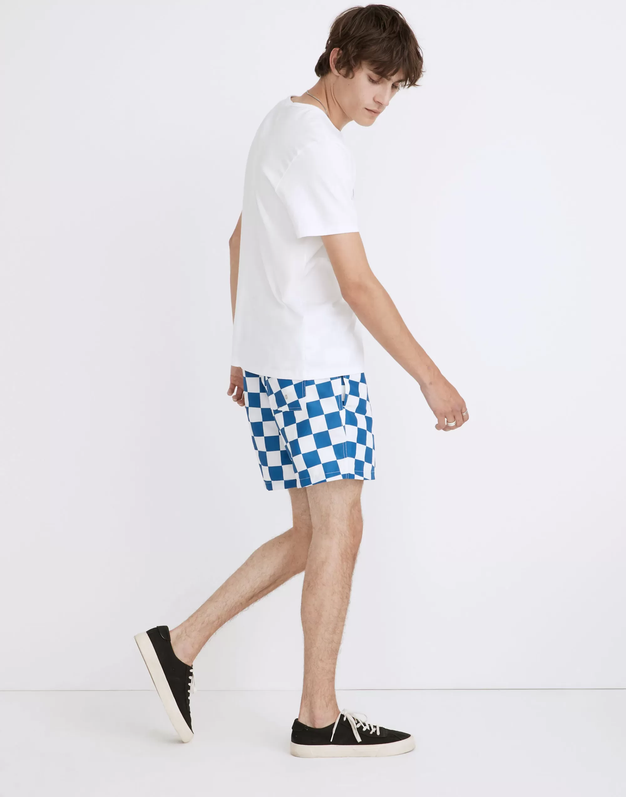 Madewell Swim>Bather Swim Trunks In Checkerboard Blue