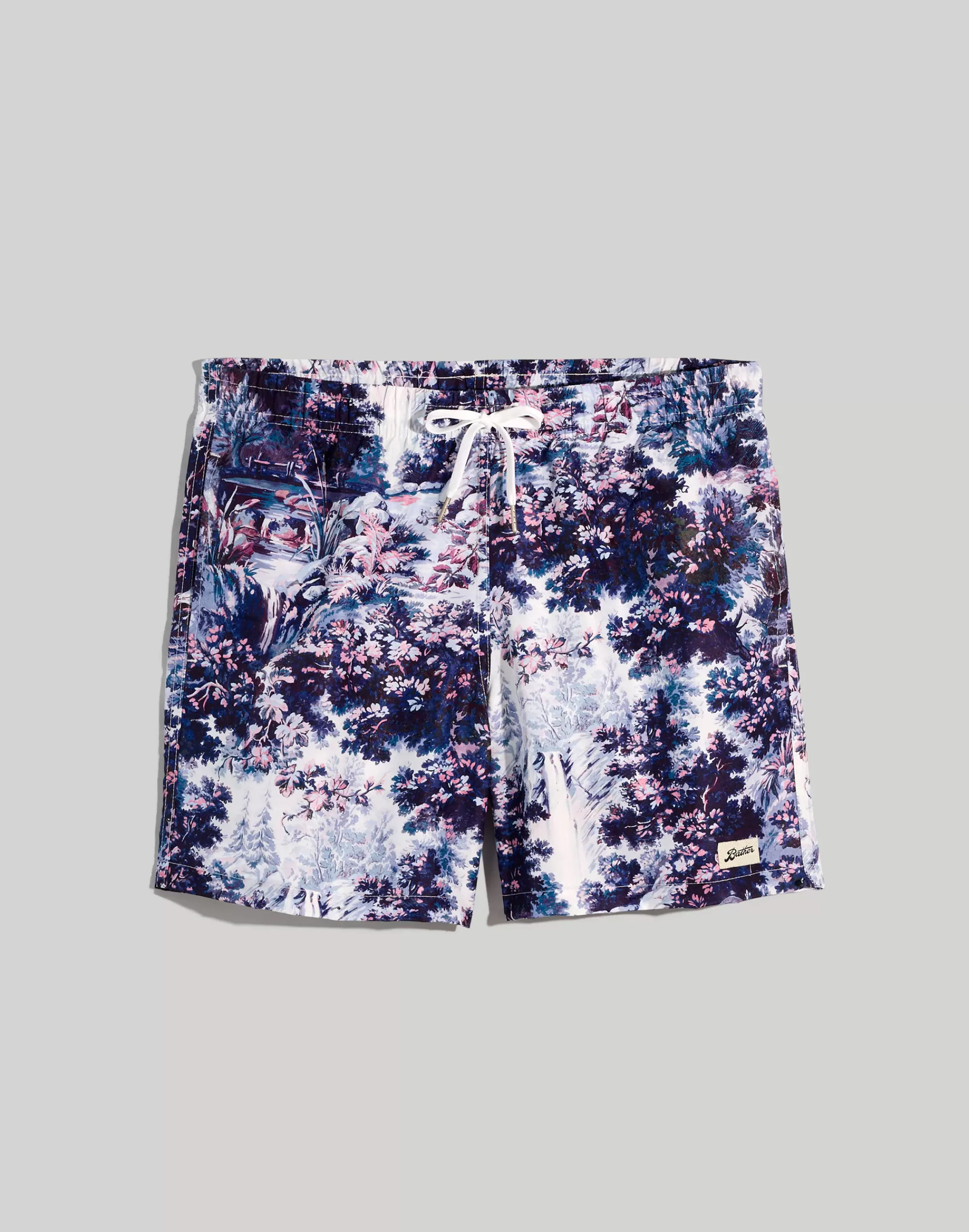 Madewell Swim>Bather Swim Trunks In Cerulean Blue Waterfall Blue/Purple