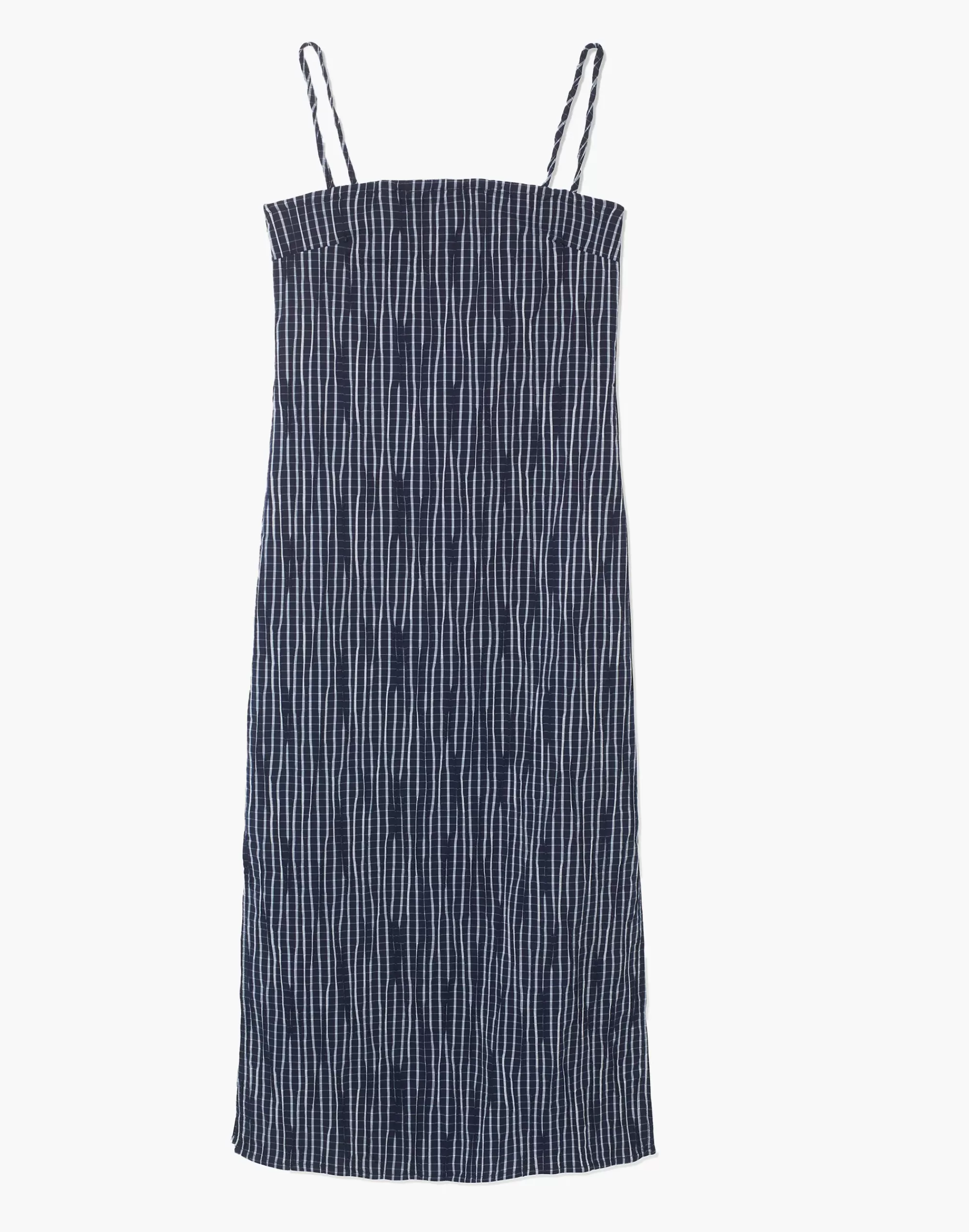 Madewell Dresses>Belize Libby Strap Check Midi Dress Navy