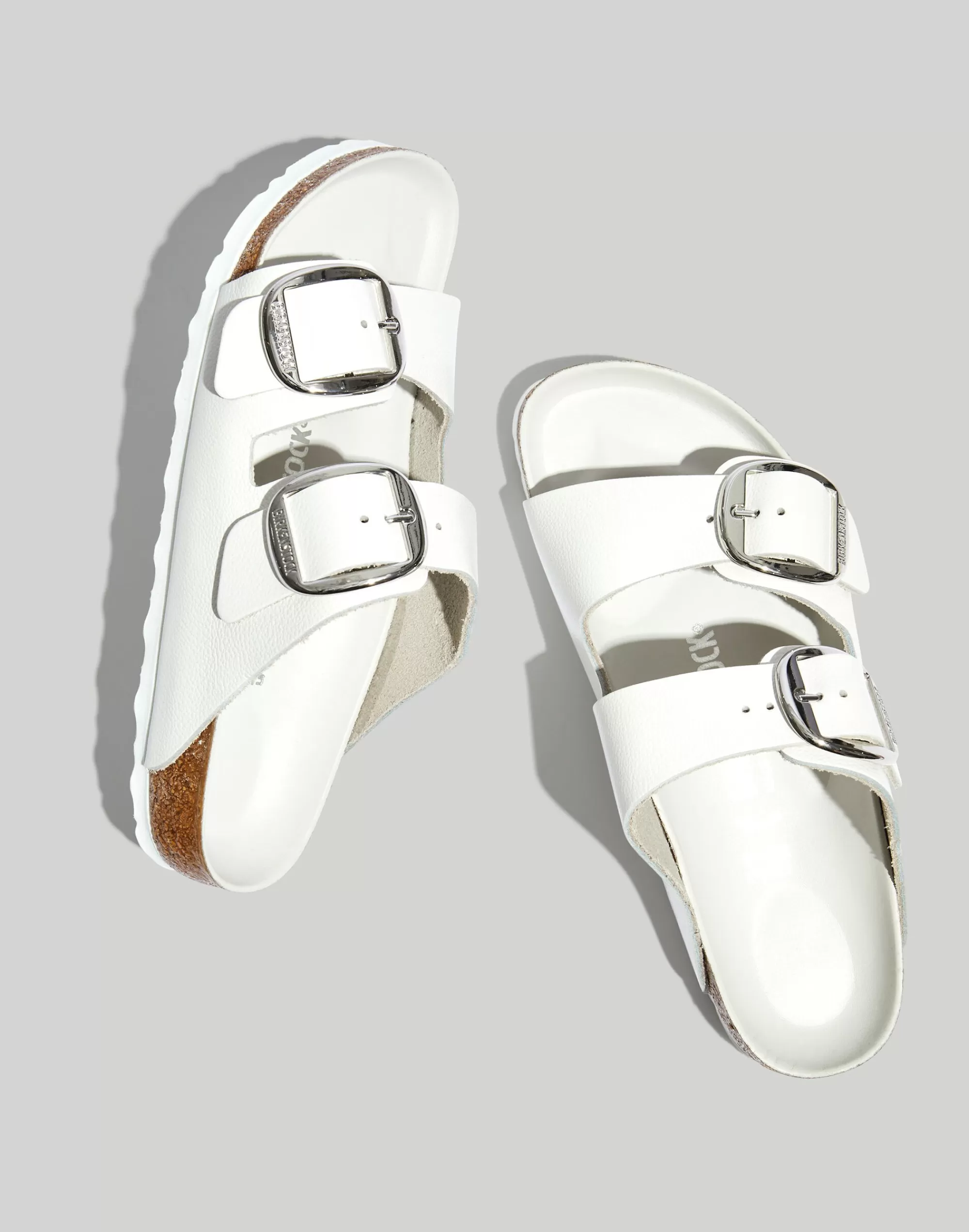 Madewell Sandals>Big Buckle Arizona Sandals White Leather