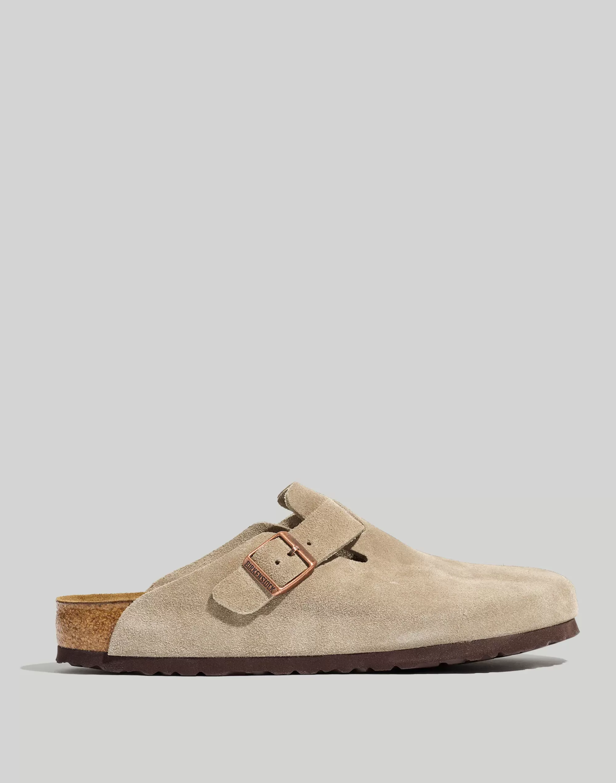 Madewell Sandals>Boston Suede Soft Footbed Clogs Taupe