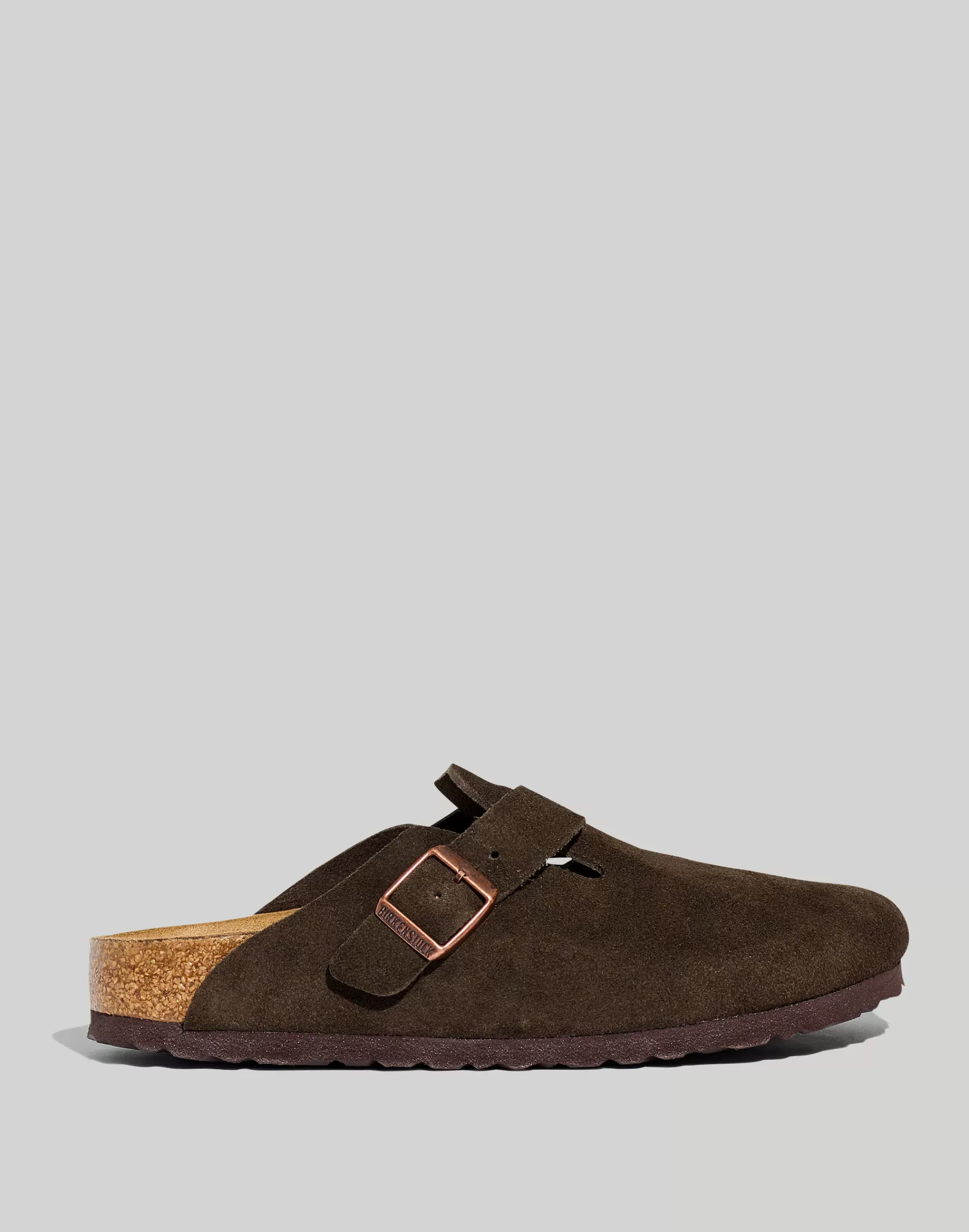 Madewell Flats>Boston Suede Soft Footbed Clogs Mocha