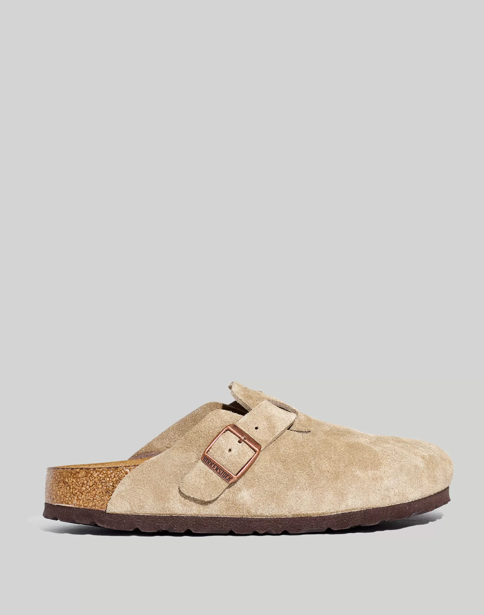 Madewell Flats>Boston Suede Soft Footbed Clogs Taupe