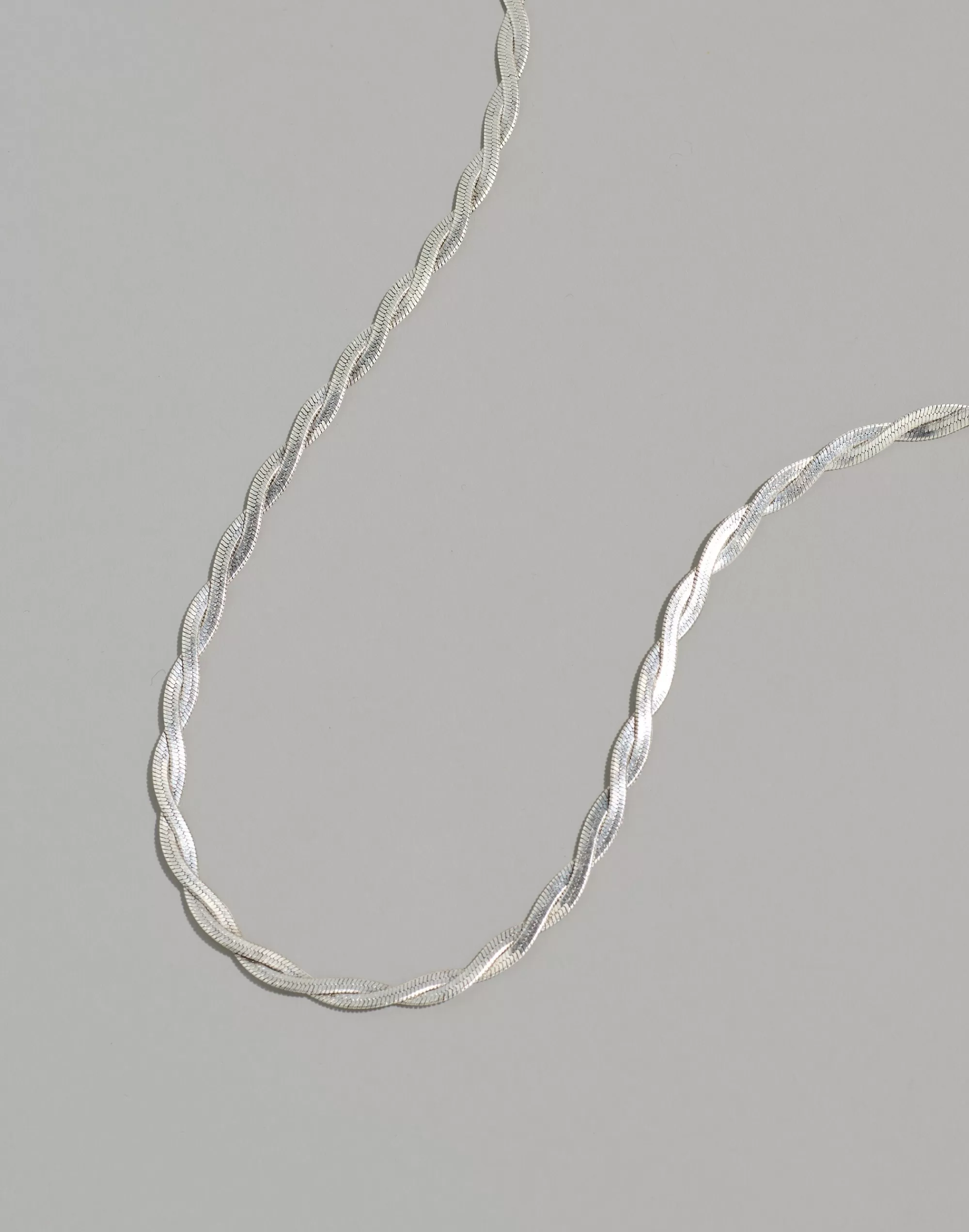 Madewell Jewelry>Braided Herringbone Chain Necklace Light Silver Ox