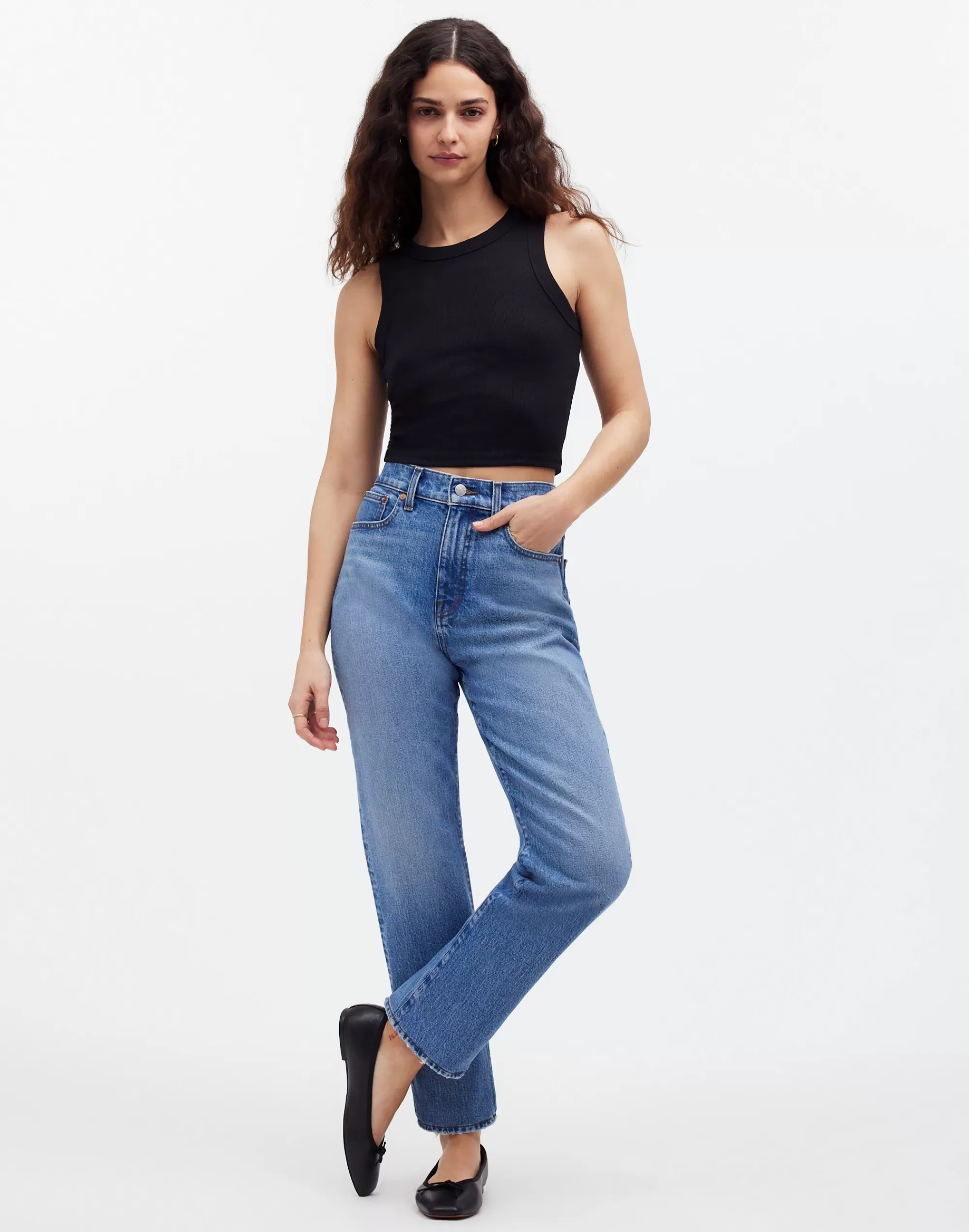 Madewell Tees>Brightside Crop Tank True Black