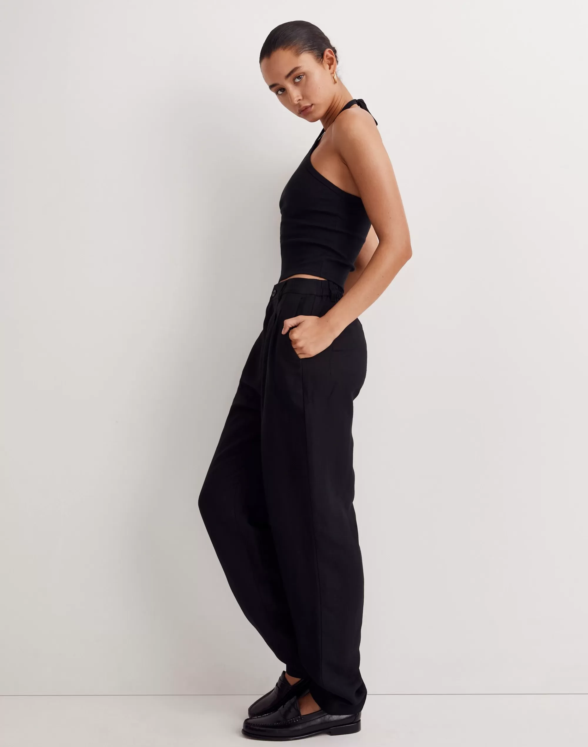 Madewell Tees>Brightside Halter Crop Tank Top True Black