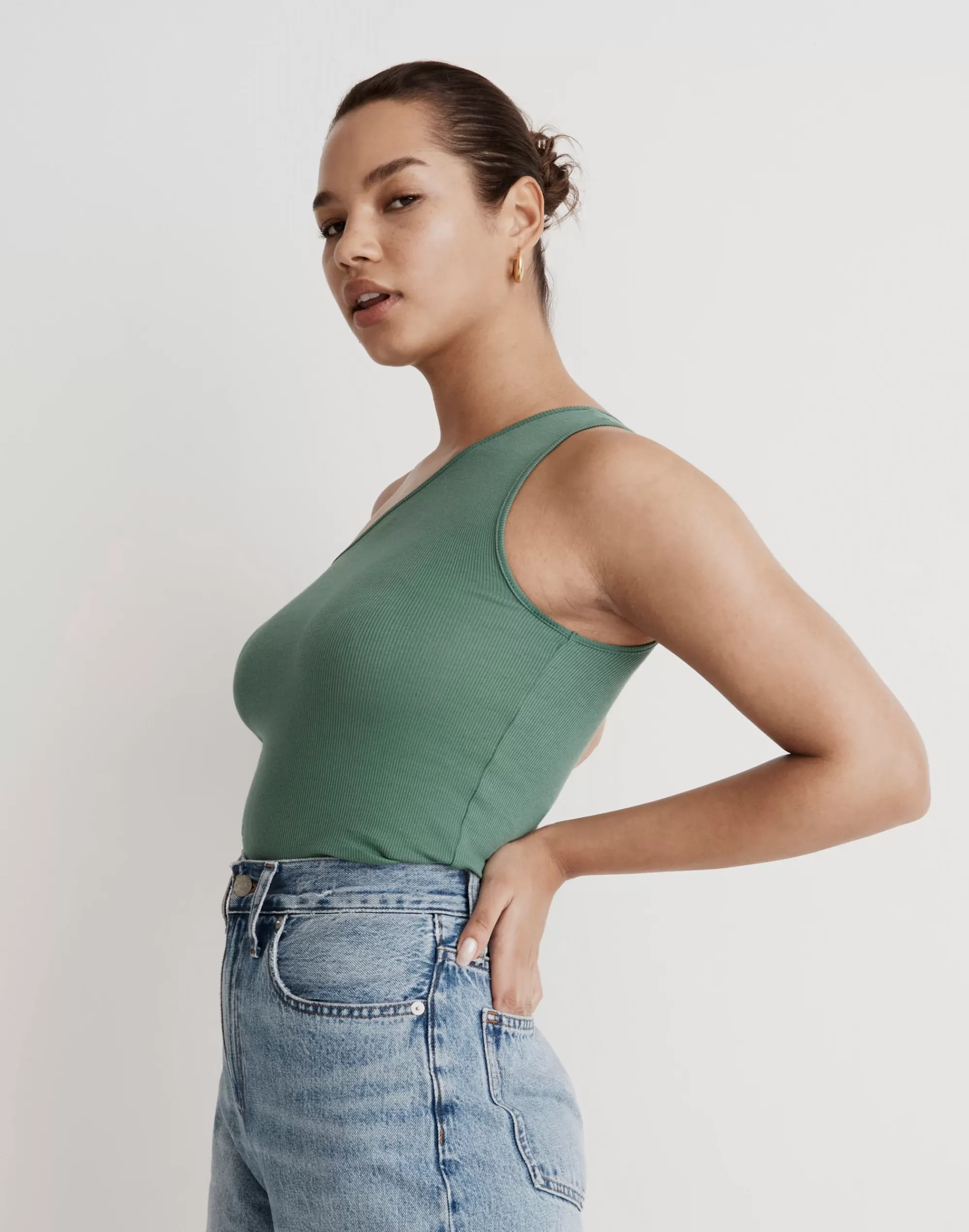 Madewell Tees>Brightside One-Shoulder Tank Trellis Green