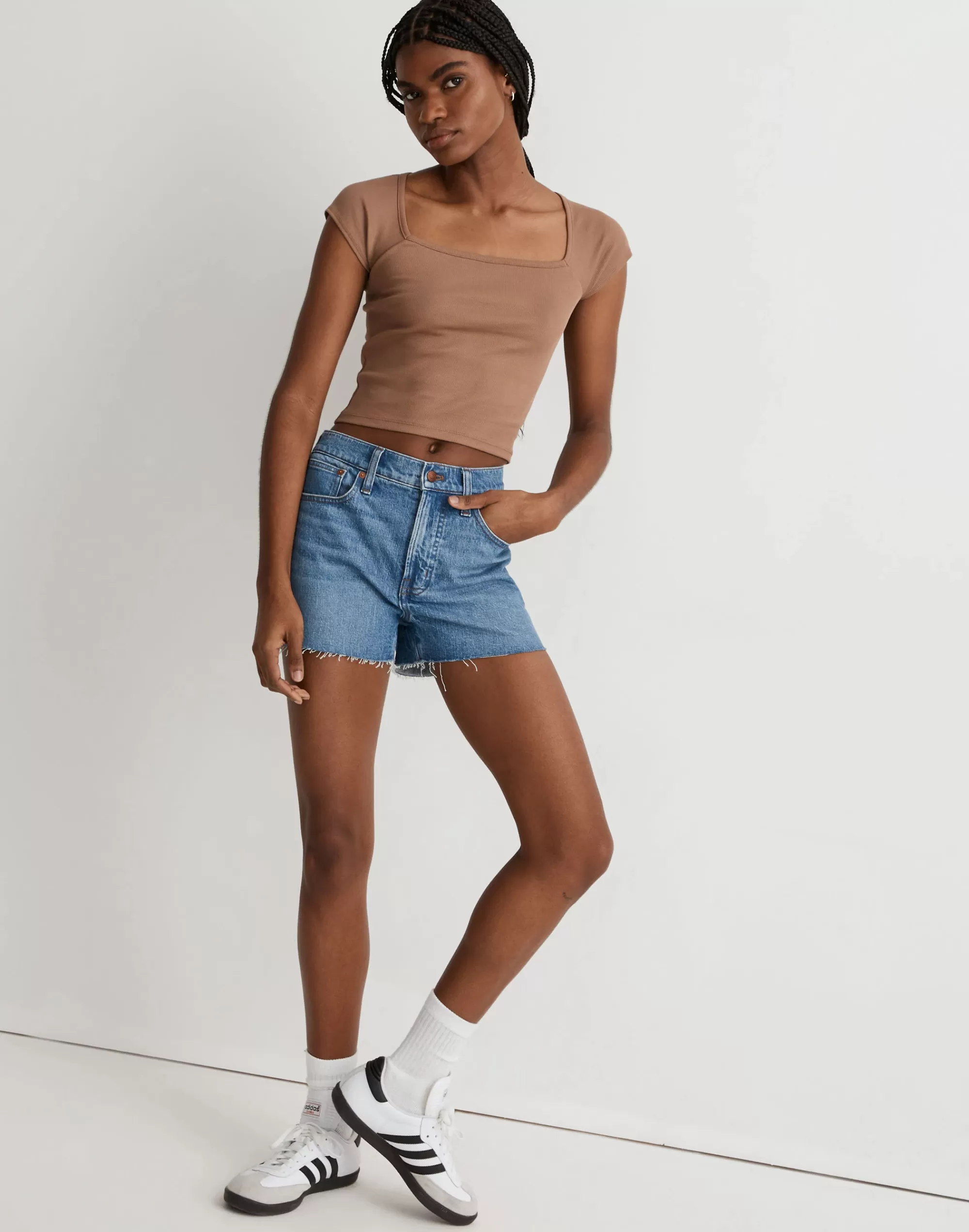 Madewell Tees>Brightside Square-Neck Tee Stable