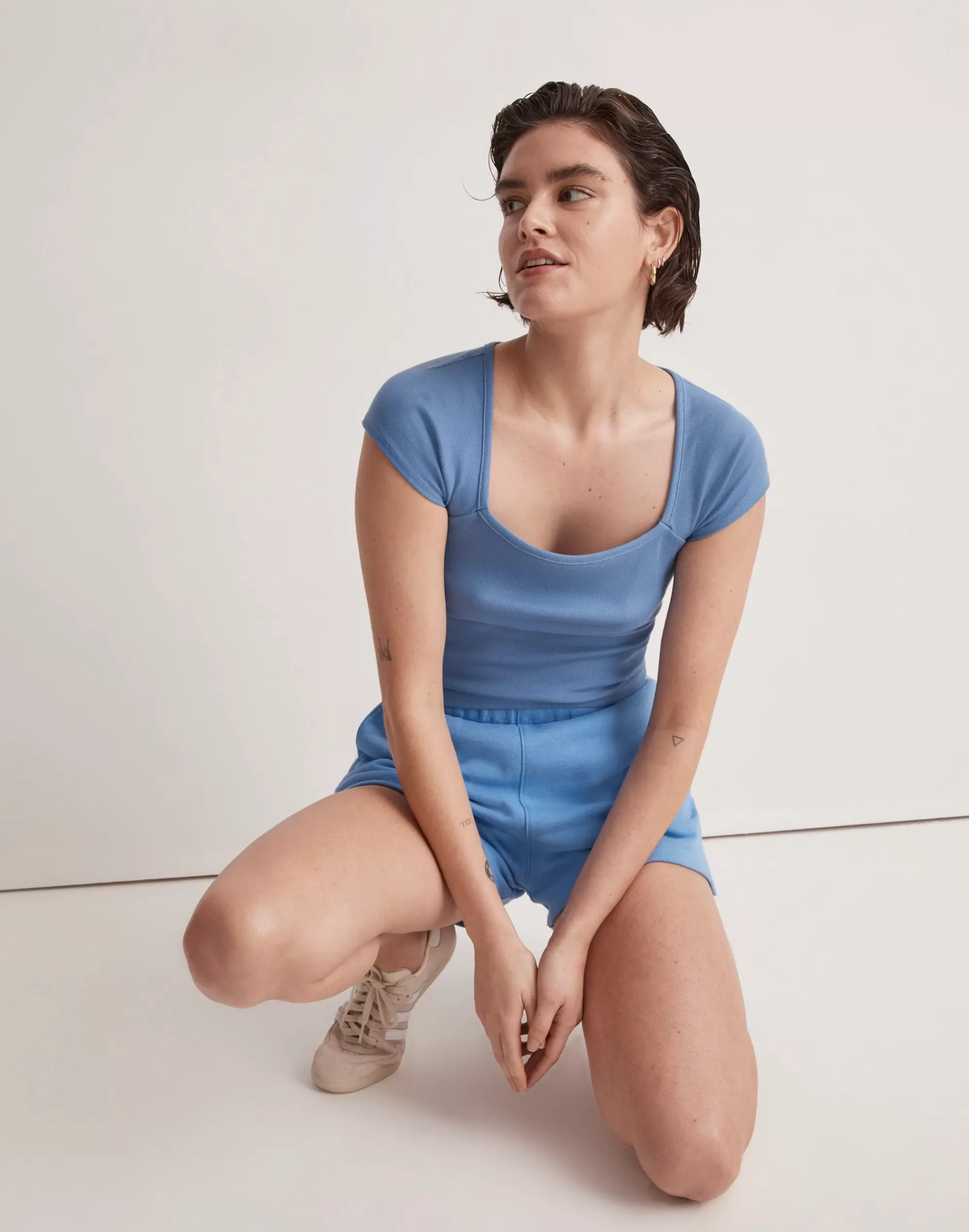 Madewell Tees>Brightside Square-Neck Tee Hermitage Blue