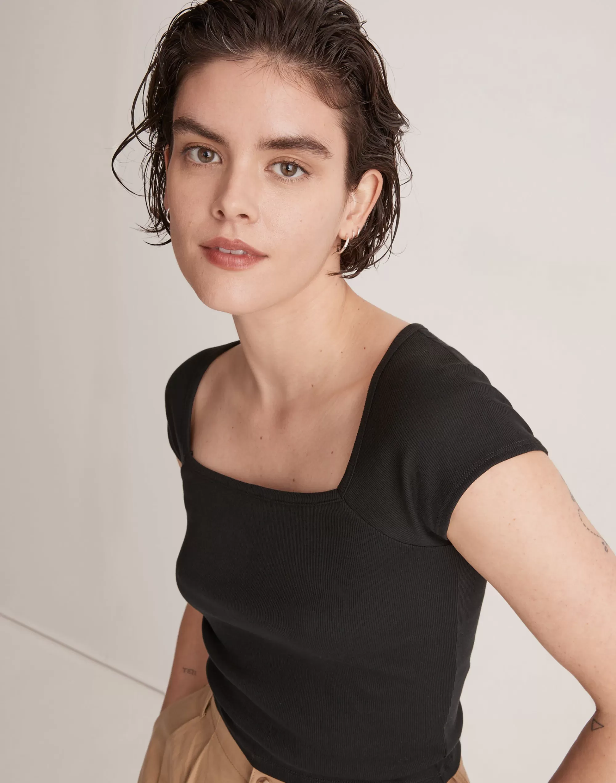 Madewell Tees>Brightside Square-Neck Tee True Black