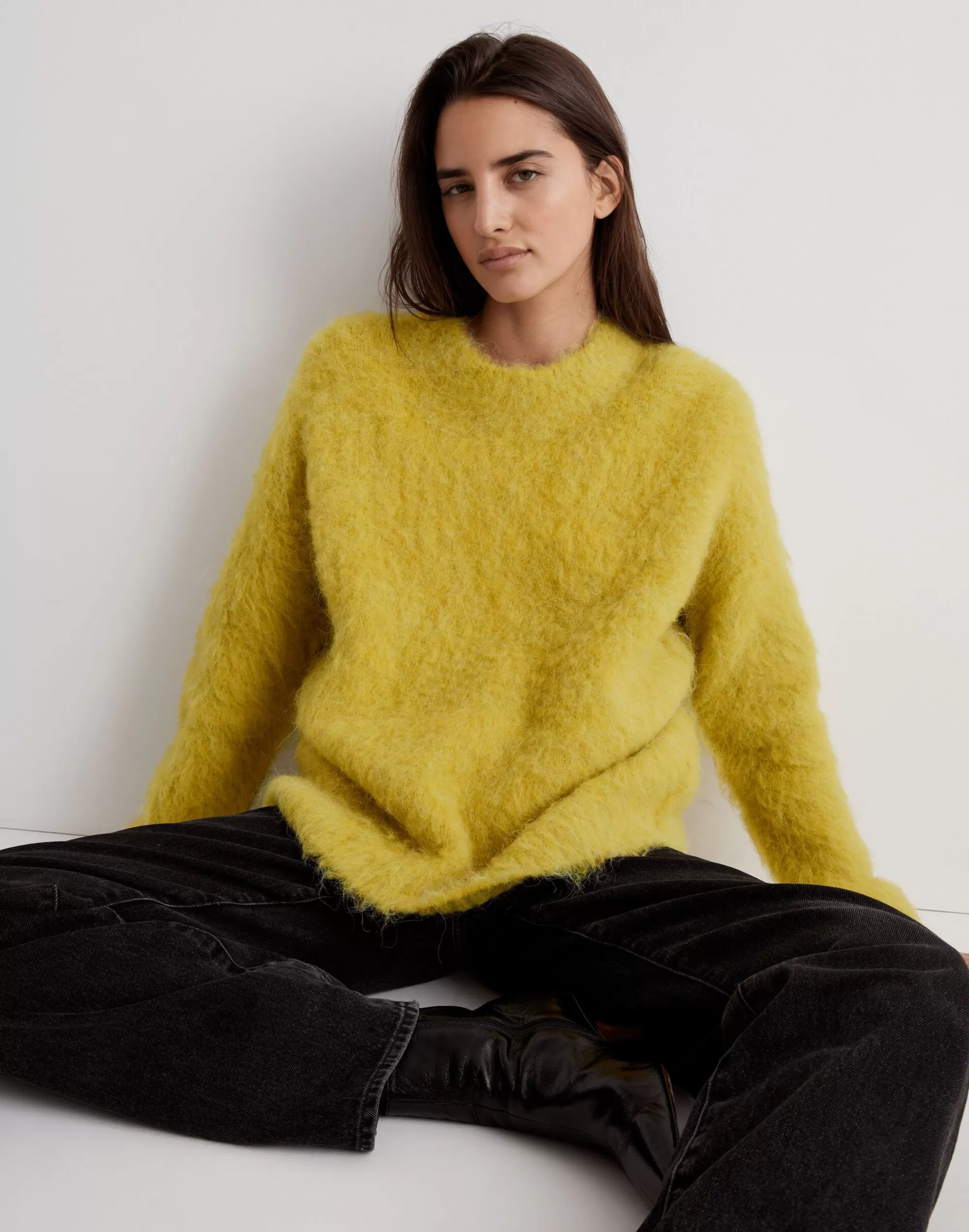 Madewell Sweaters>Brushed Otis Pullover Sweater Heather Chartreuse