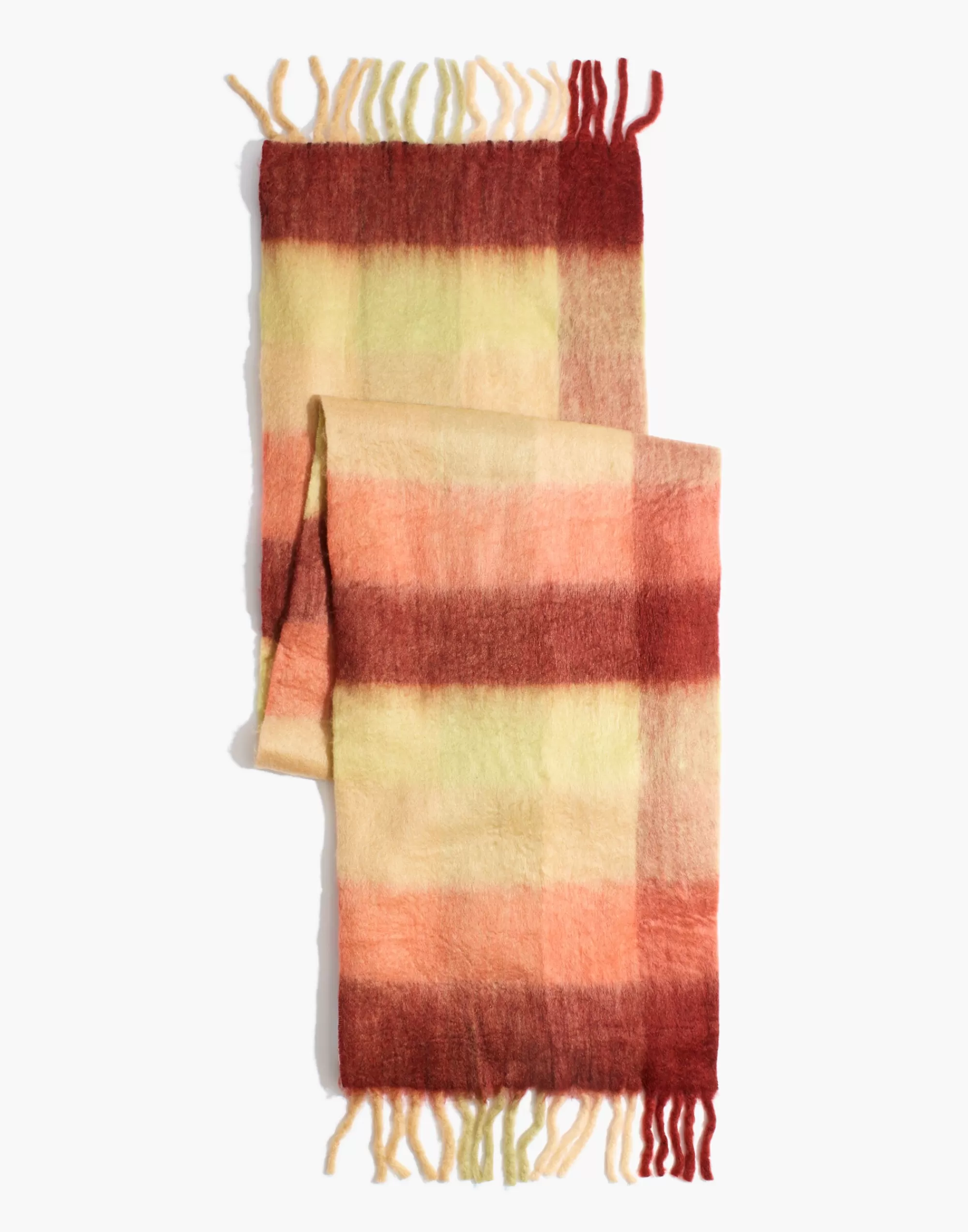 Madewell Scarves & Capes>Brushed Pastel Plaid Scarf Rusted Burgundy