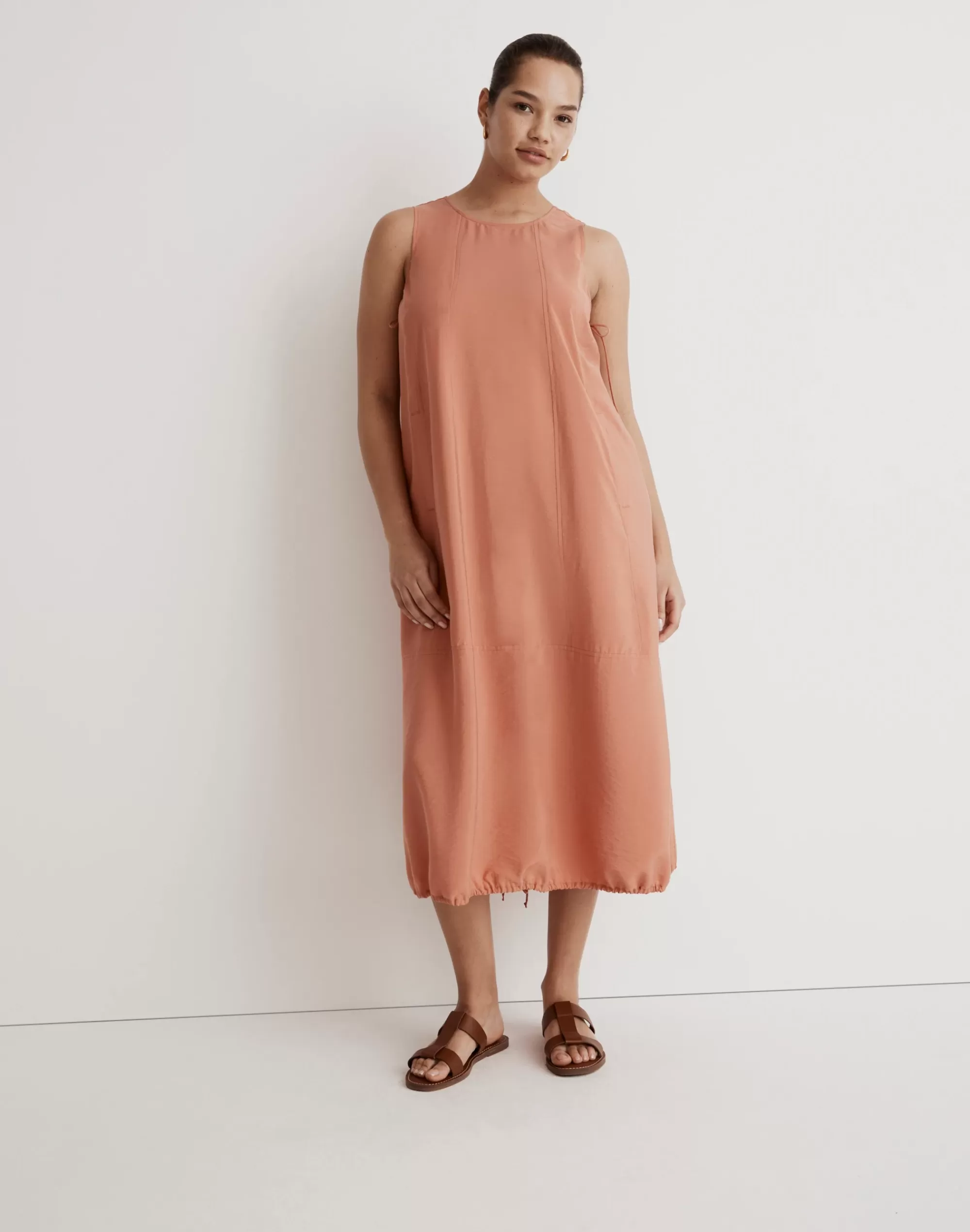 Madewell Dresses>Bubble-Hem Midi Dress Classic Coral