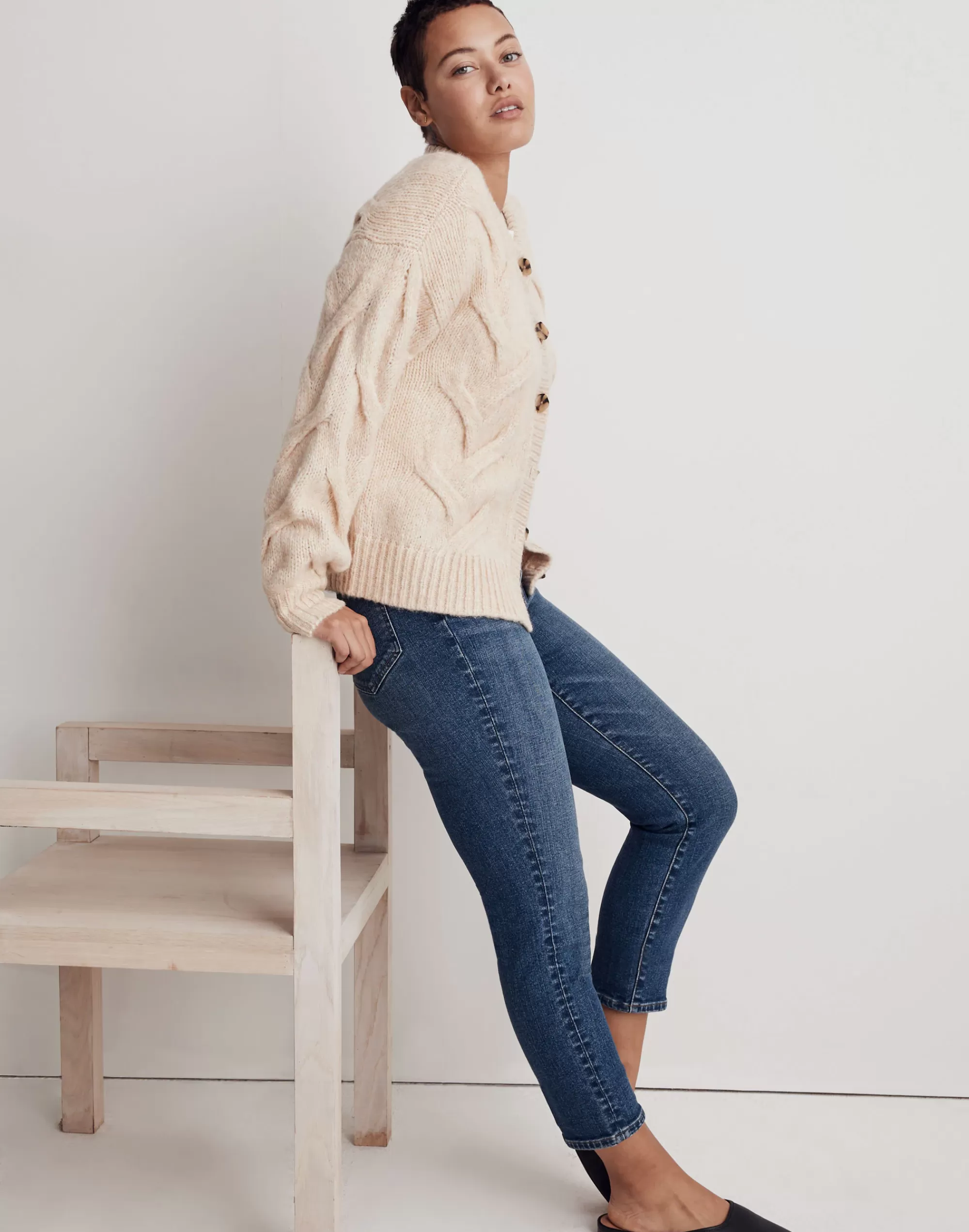 Madewell Sweaters>Cable Ashmont Cardigan Sweater Heather Powder