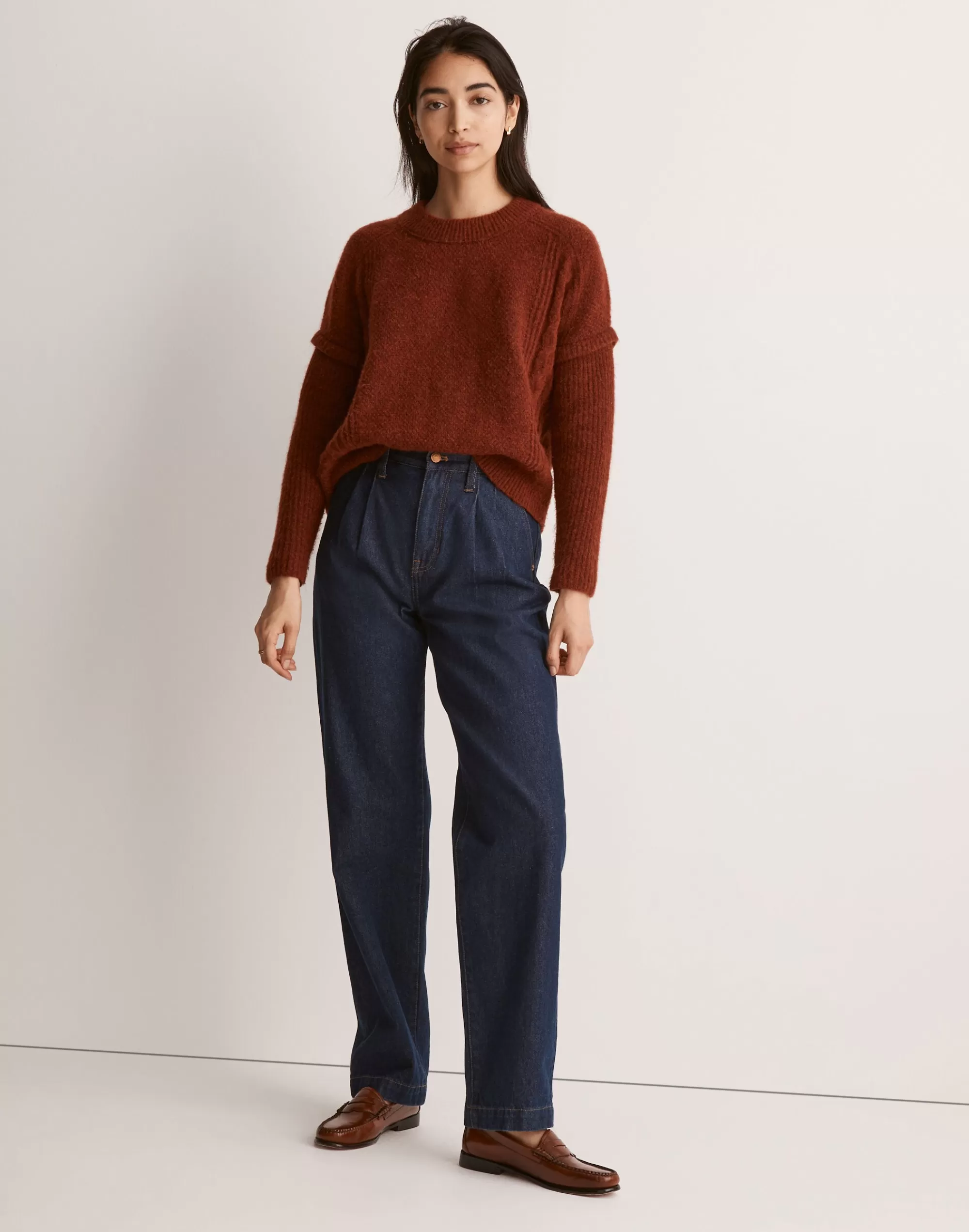 Madewell Sweaters>Cable Havener Pullover Sweater Hthr Auburn