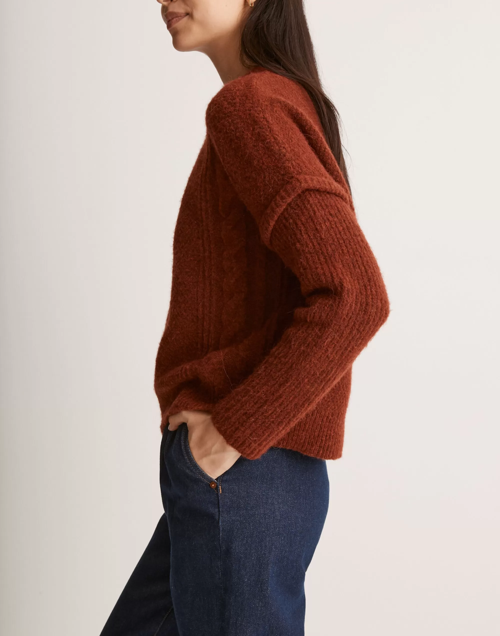 Madewell Sweaters>Cable Havener Pullover Sweater Hthr Auburn