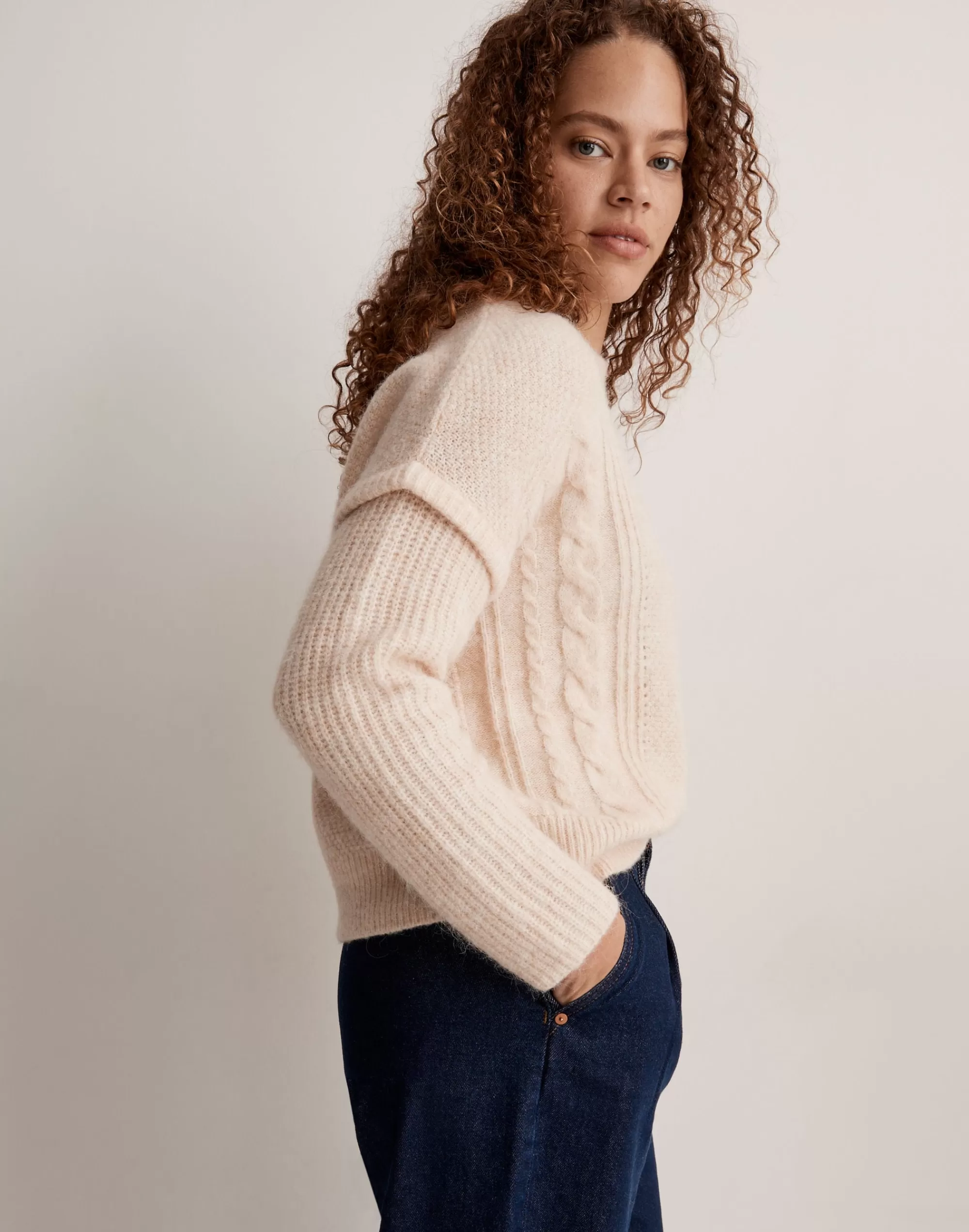 Madewell Sweaters>Cable Havener Pullover Sweater Heather Powder