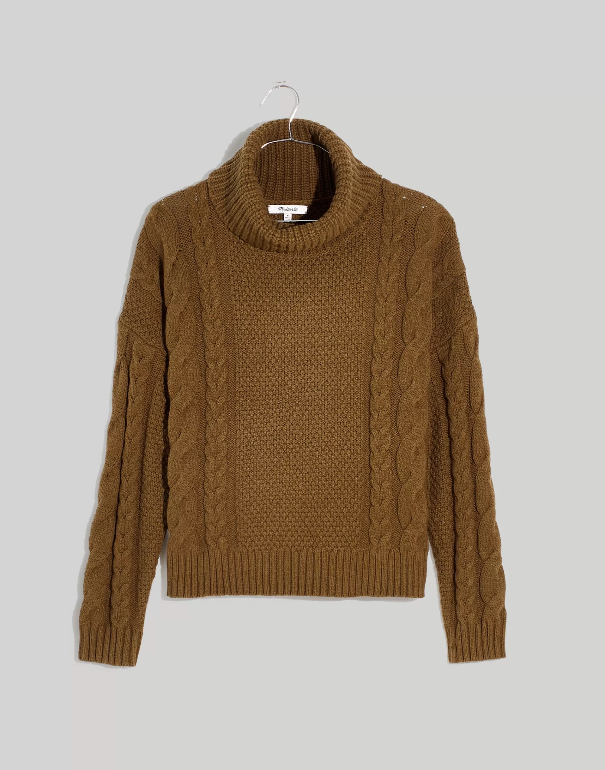 Madewell Sweaters>Cable Turtleneck Sweater Golden Spinach